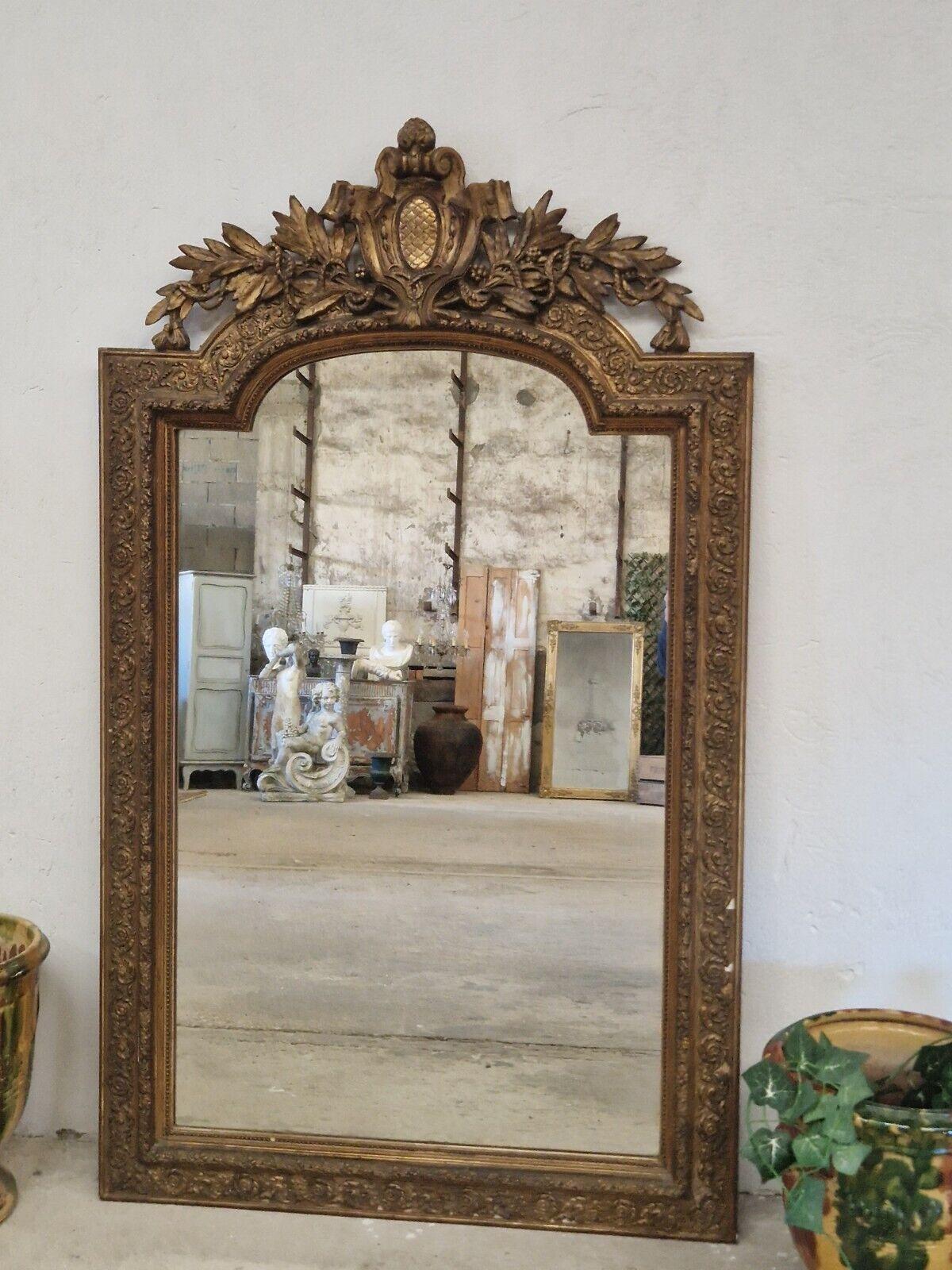 19th Century French Mirror Louis XVI Style Gilded Wood 1