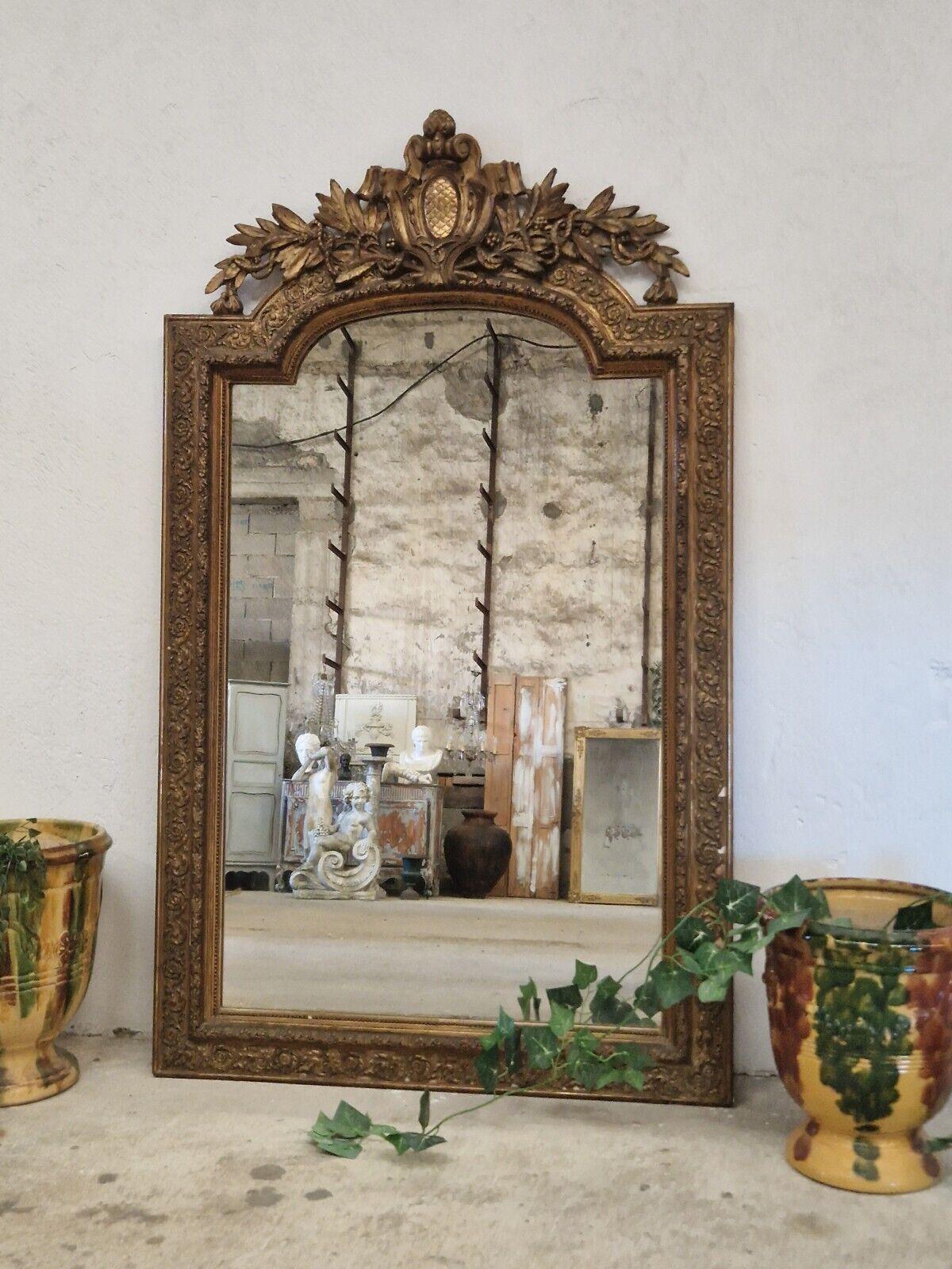 19th Century French Mirror Louis XVI Style Gilded Wood 3