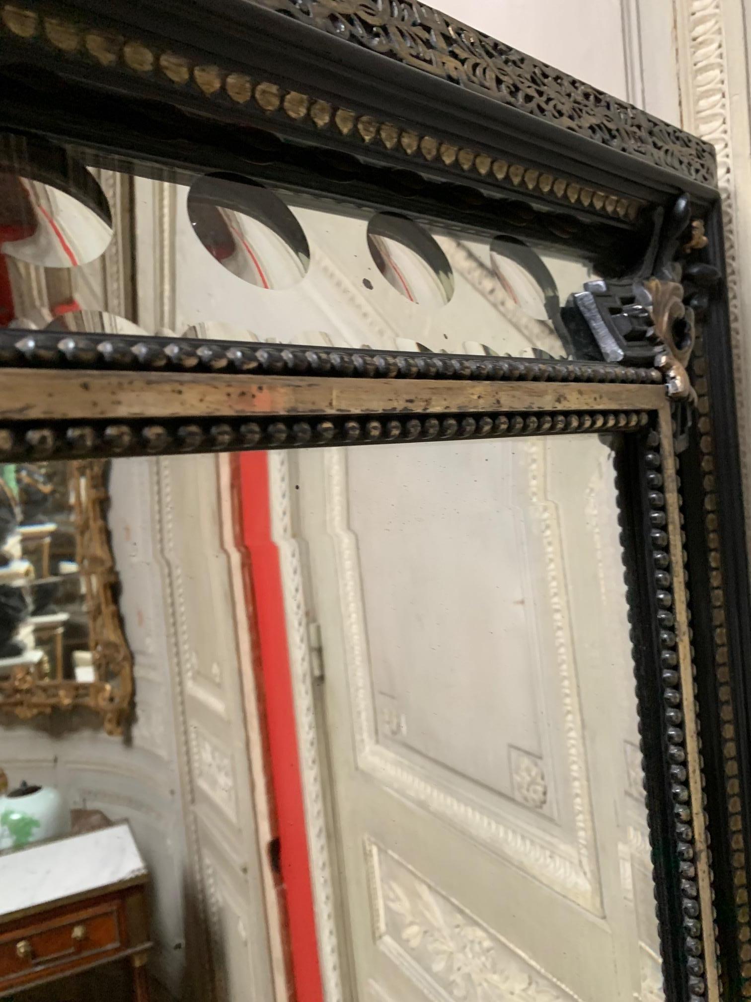 19th Century French Mirror with an Ebonized and Silvered Bronze Finish   5