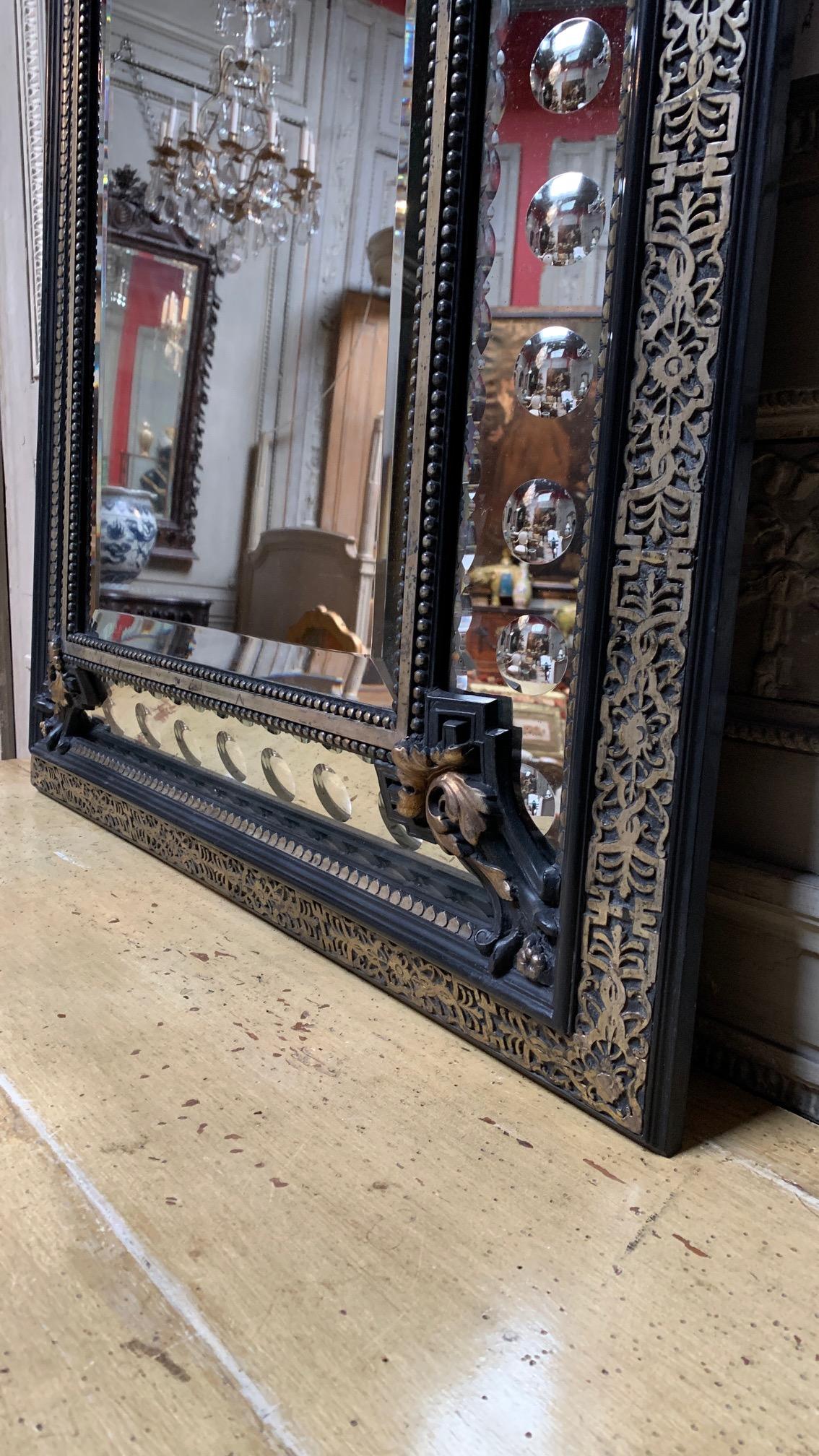 19th Century French Mirror with an Ebonized and Silvered Bronze Finish   6