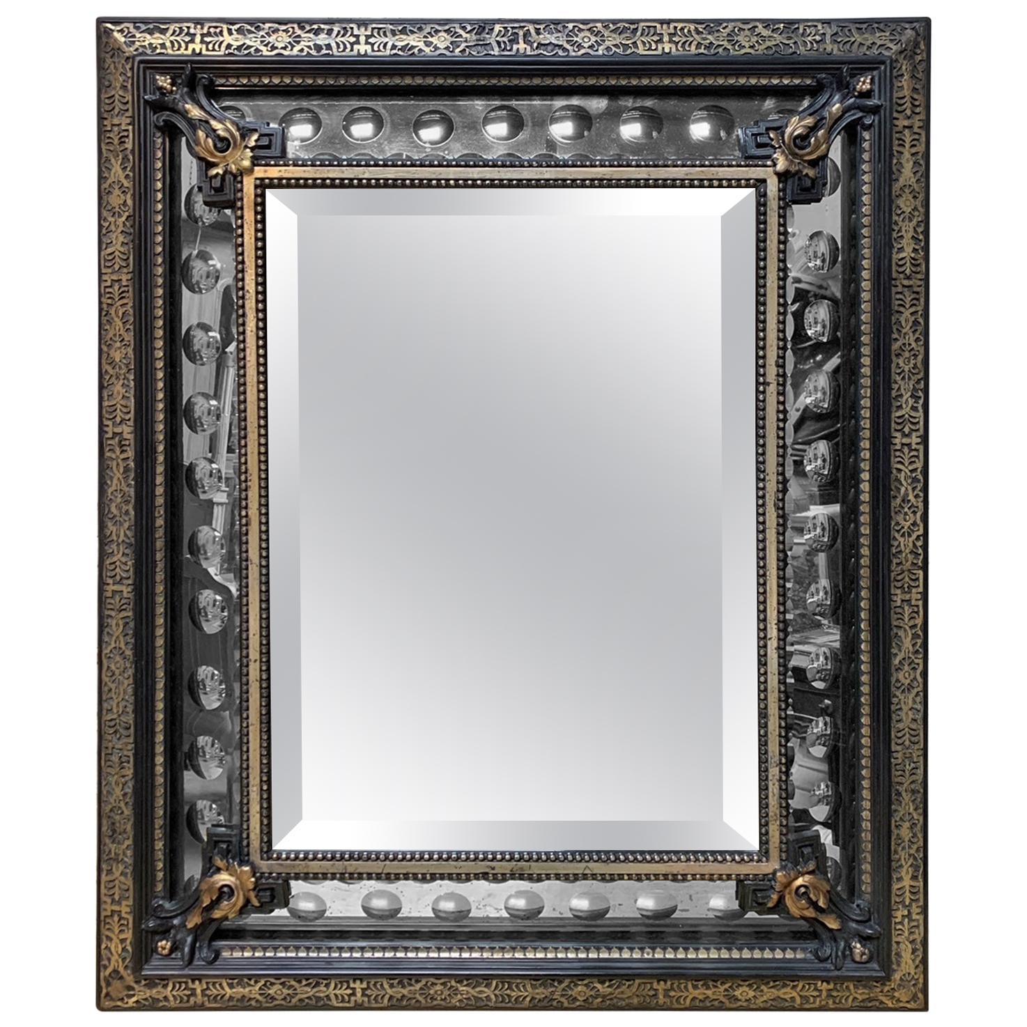 19th Century French Mirror with an Ebonized and Silvered Bronze Finish  