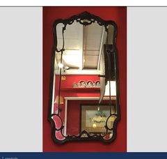 19th Century French Mirror with Black Lacquered Wood Frame from 1890s