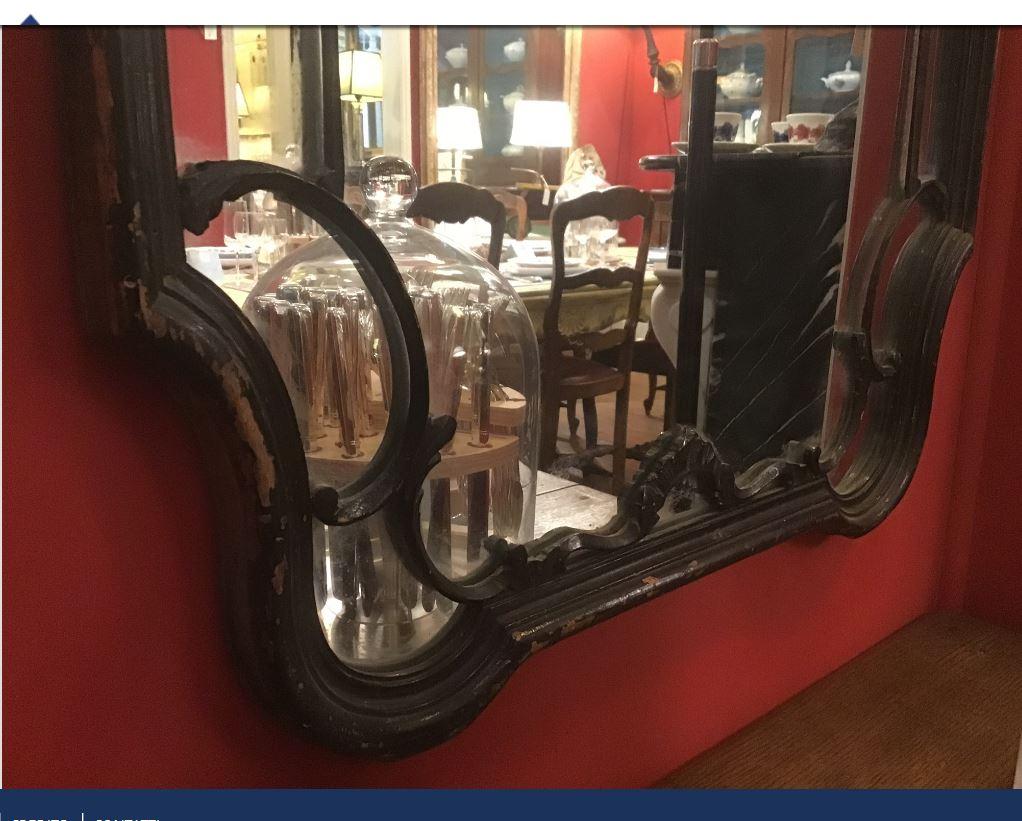 Late 19th Century 19th Century French Mirror with Black Lacquered Wood Frame from 1890s