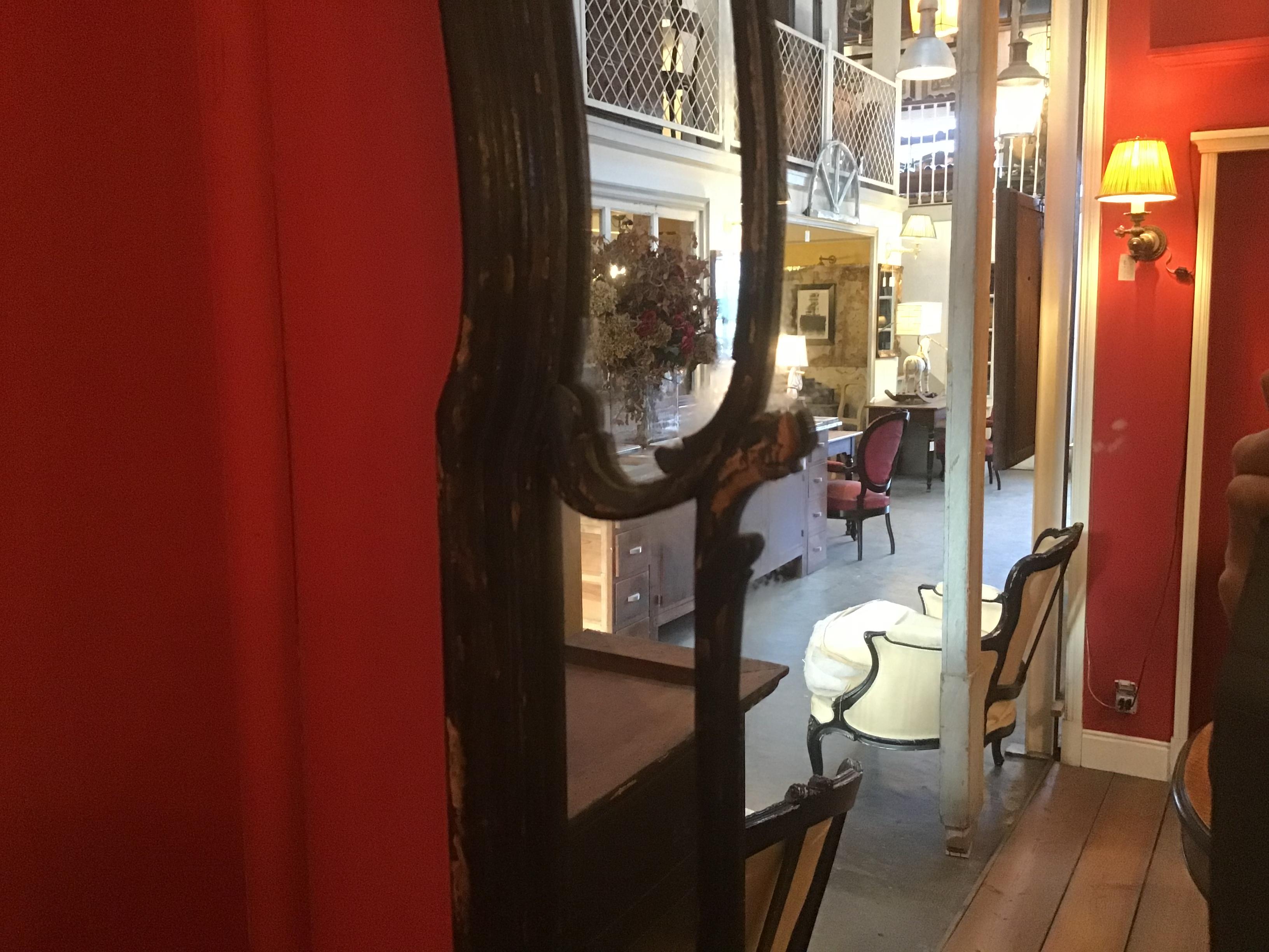 19th Century French Mirror with Black Lacquered Wood Frame from 1890s 2