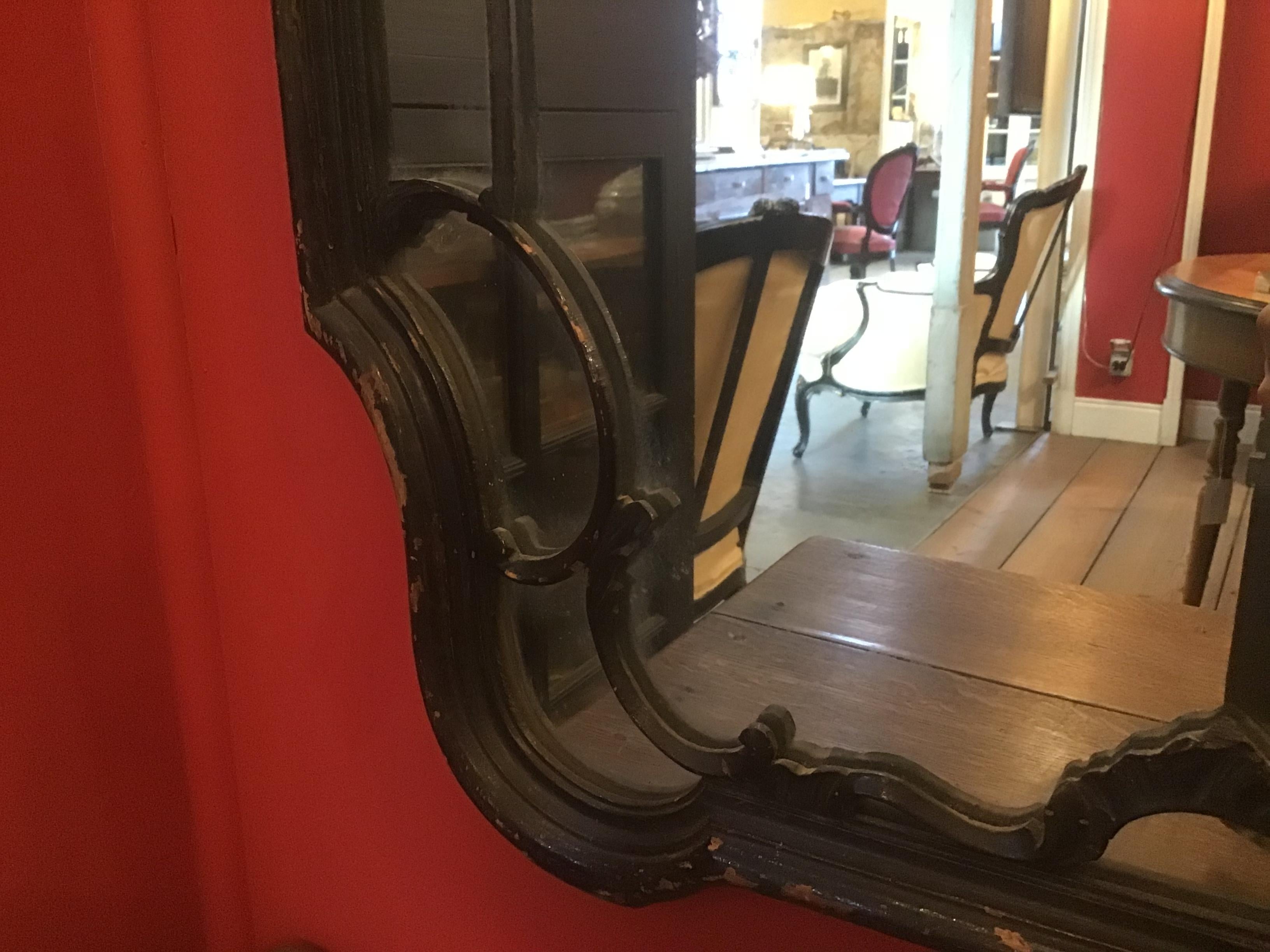 19th Century French Mirror with Black Lacquered Wood Frame from 1890s 3