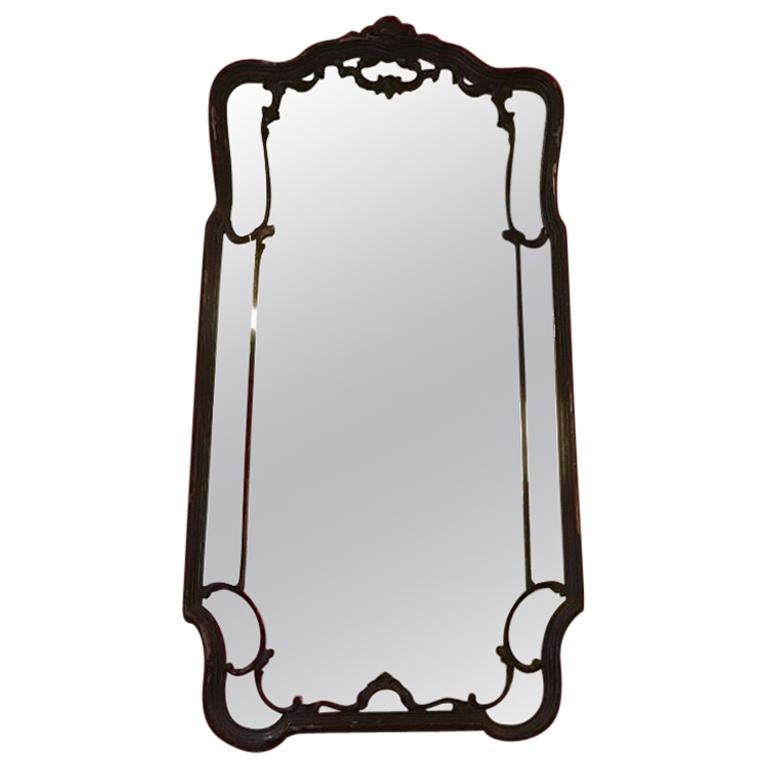 19th Century French Mirror with Black Lacquered Wood Frame from 1890s