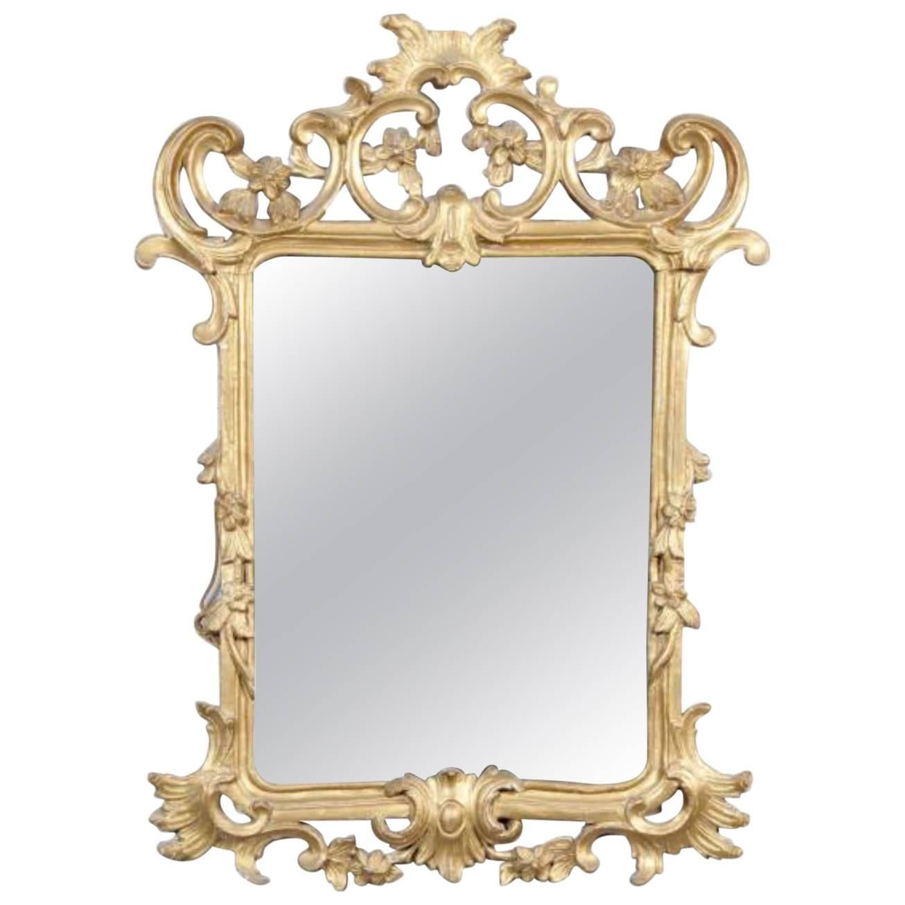 Miroir français du 19ème siècle avec cadre en bois sculpté et doré, Napoléon III