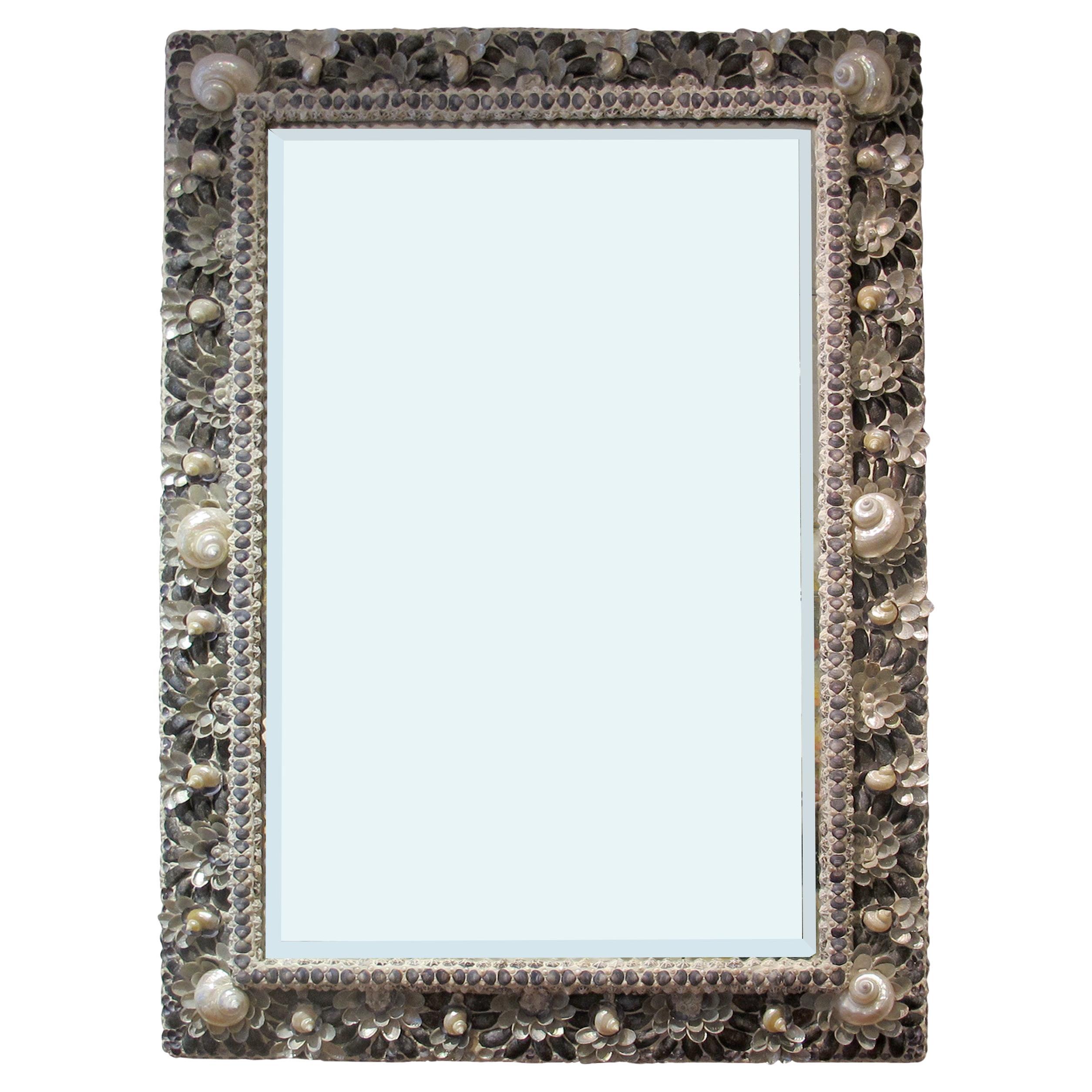 19th-Century French Mirror with Contemporary Shell Adornments