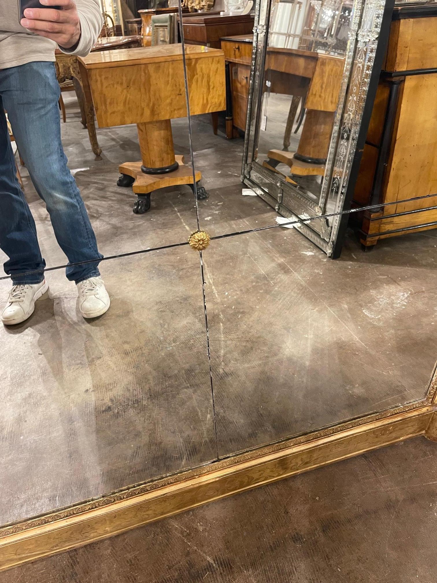 Carved 19th Century French Mirror with Original Divided Mercury Glass