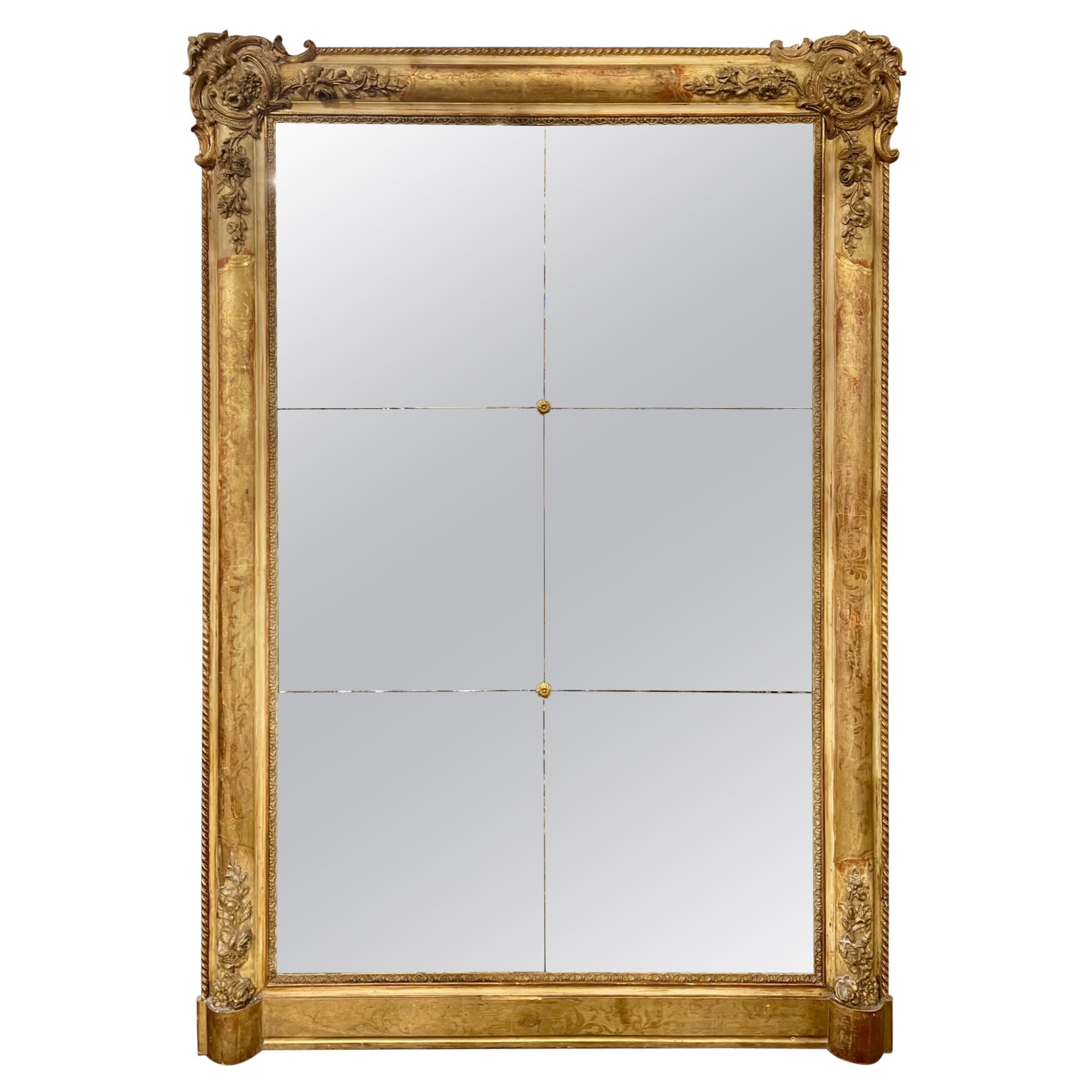 19th Century French Mirror with Original Divided Mercury Glass For Sale