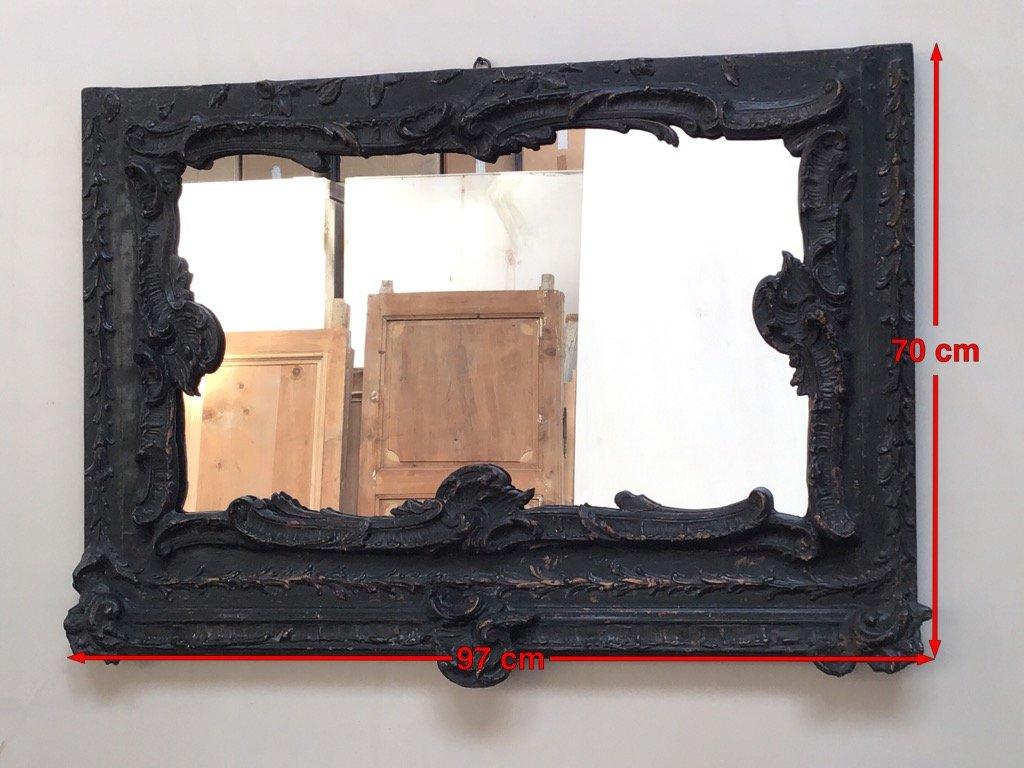 Late 19th Century 19th Century French Mirror with Wooden Carved Painted Frame, 1890s For Sale