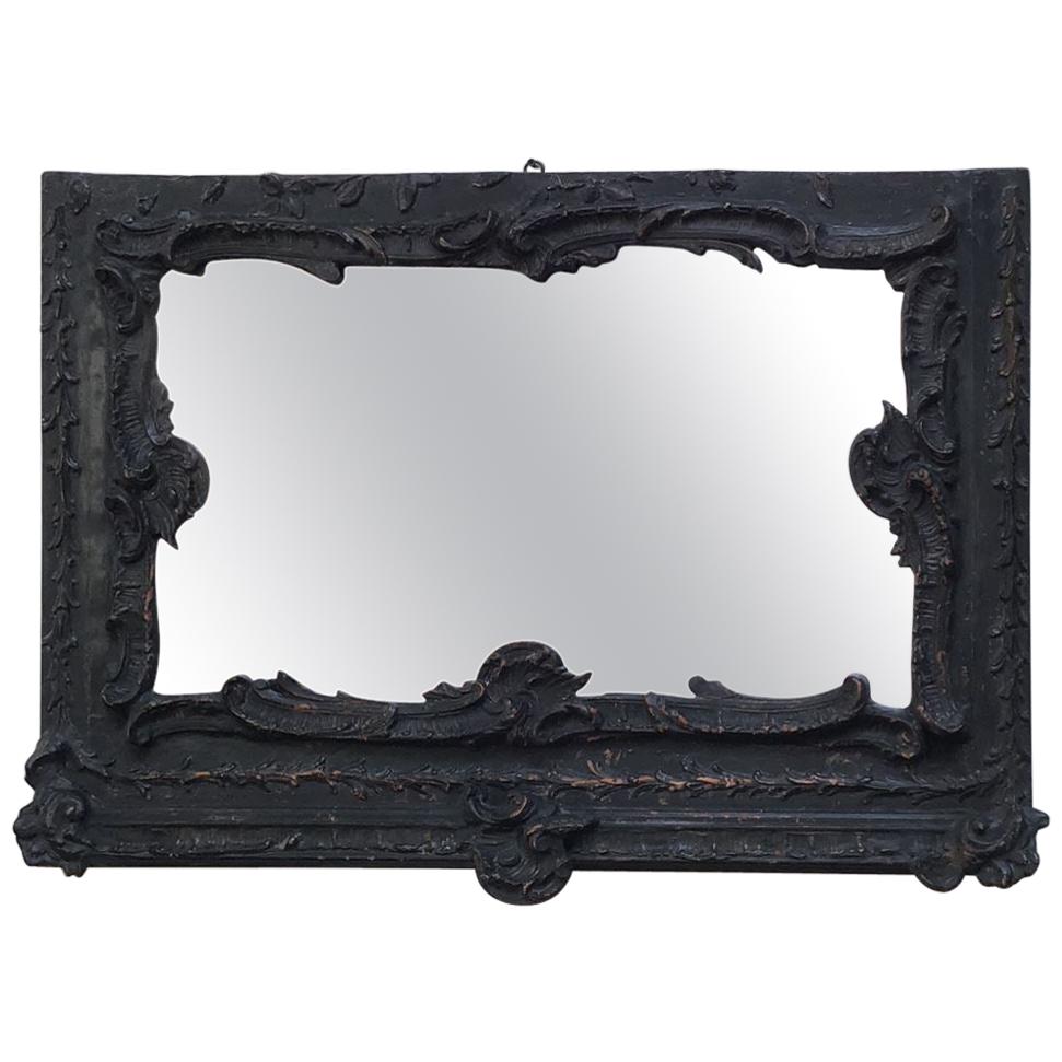 19th Century French Mirror with Wooden Carved Painted Frame, 1890s For Sale