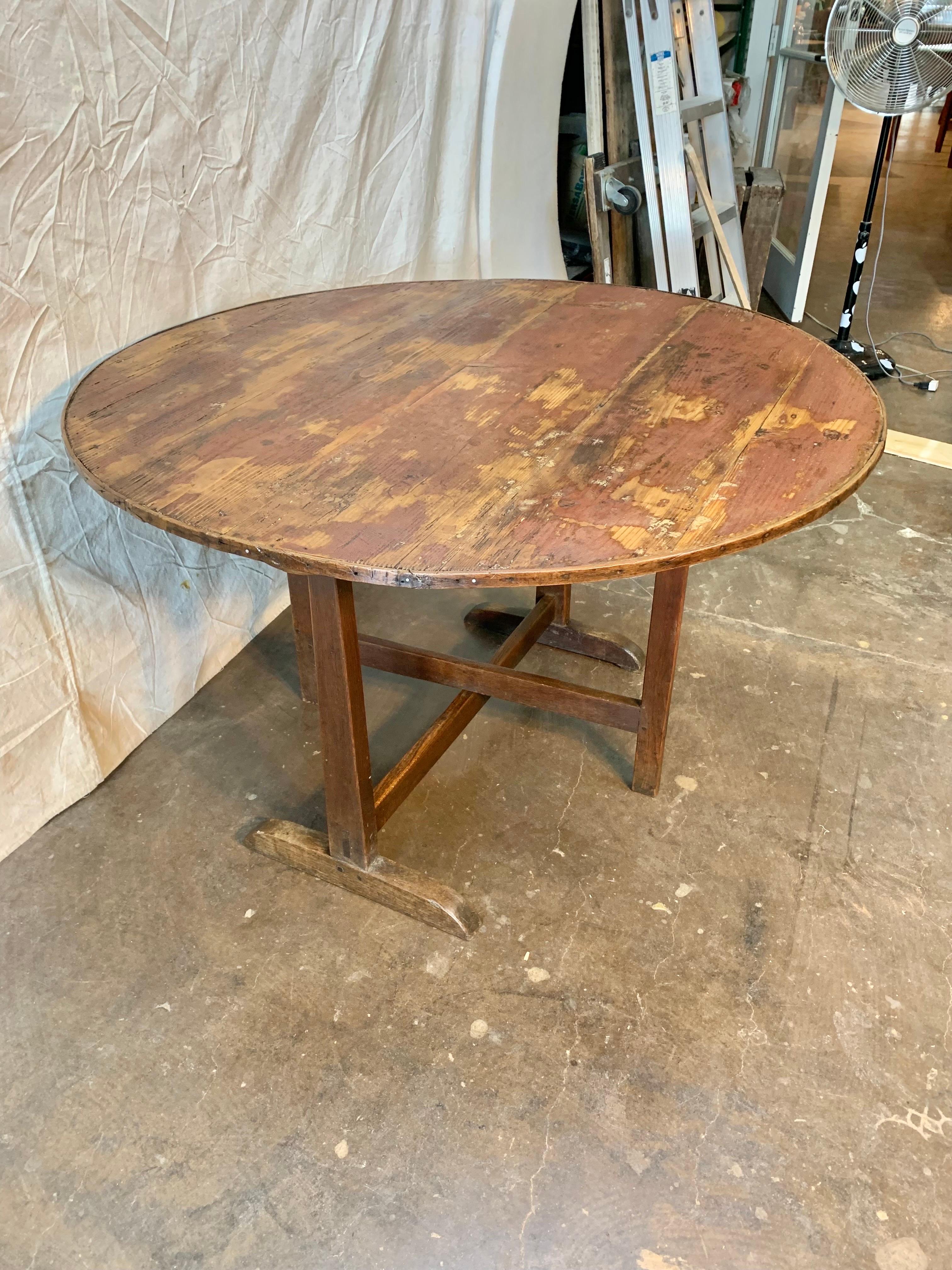 Hand-Crafted 19th Century French Mixed Wood Wine Tasting Table For Sale