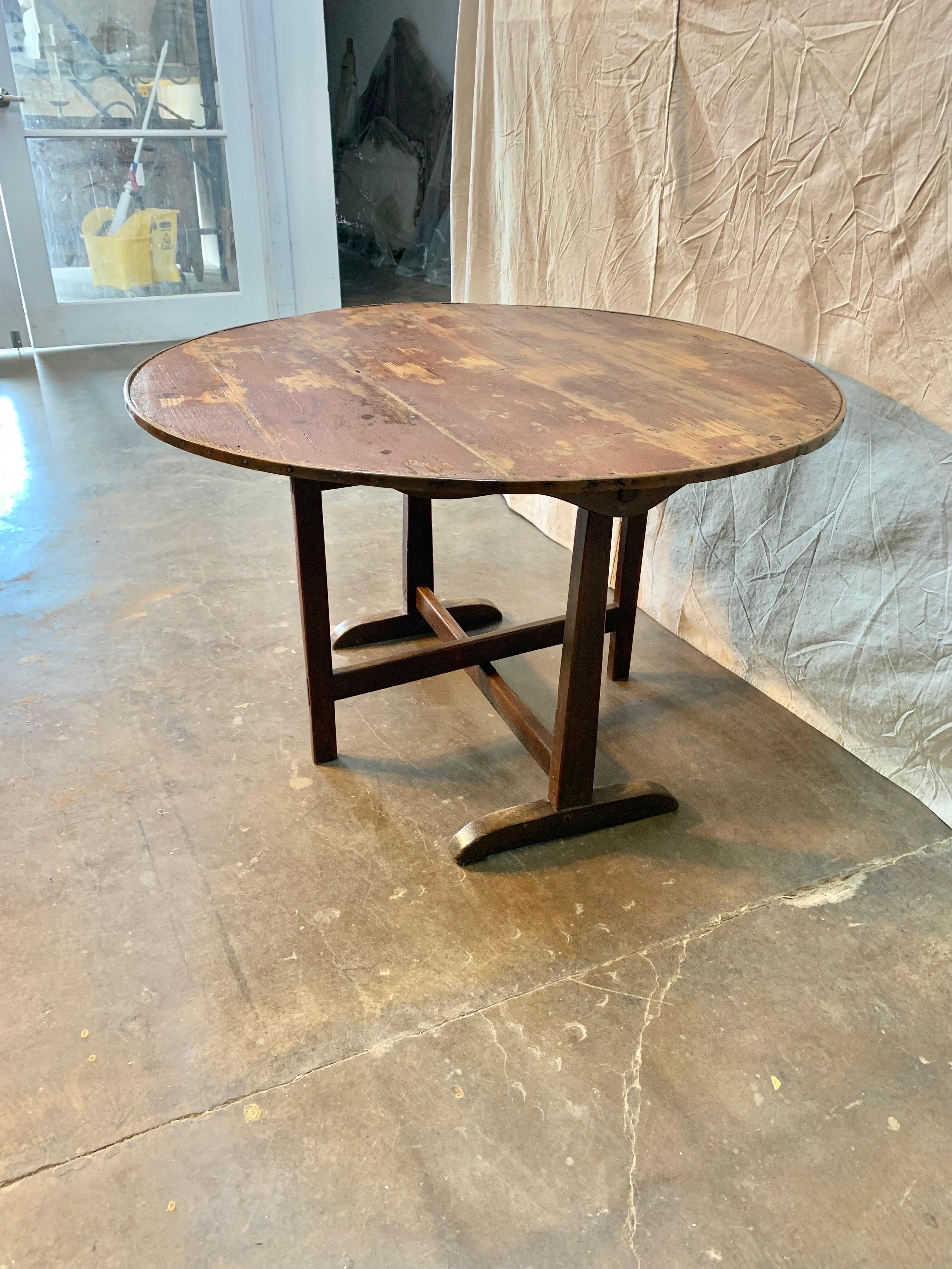 19th Century French Mixed Wood Wine Tasting Table In Good Condition For Sale In Burton, TX