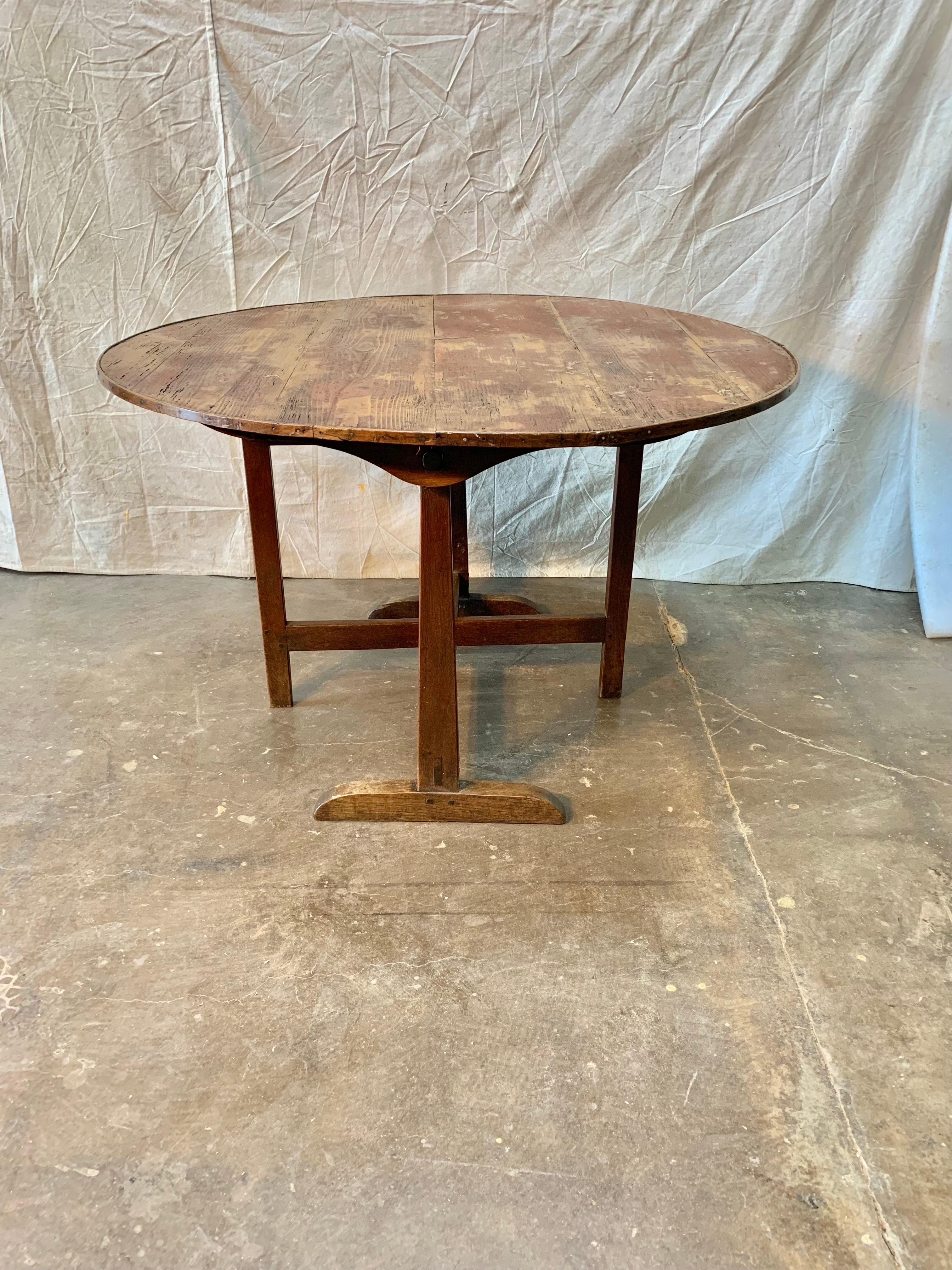19th Century French Mixed Wood Wine Tasting Table For Sale 2