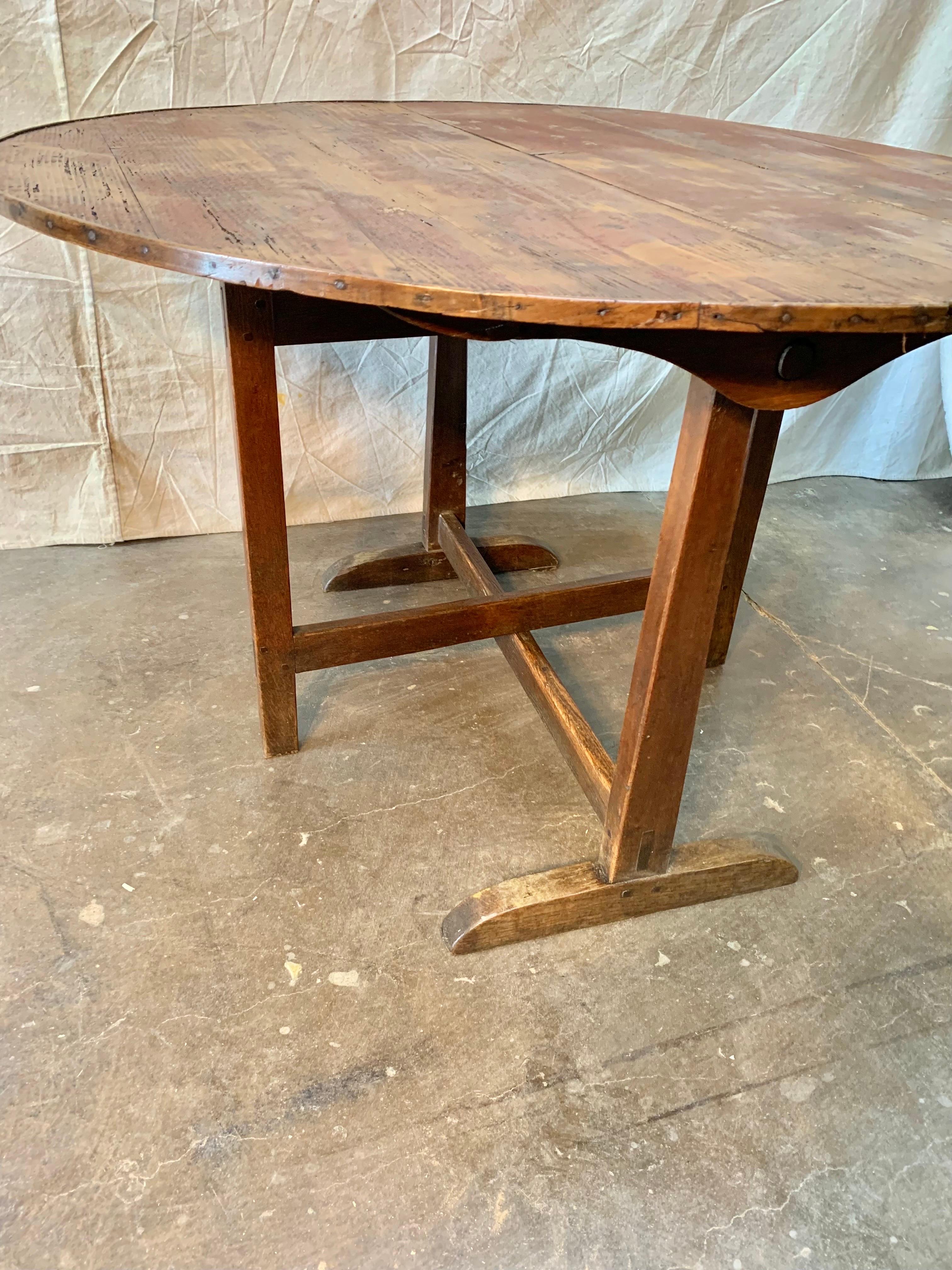 19th Century French Mixed Wood Wine Tasting Table For Sale 3