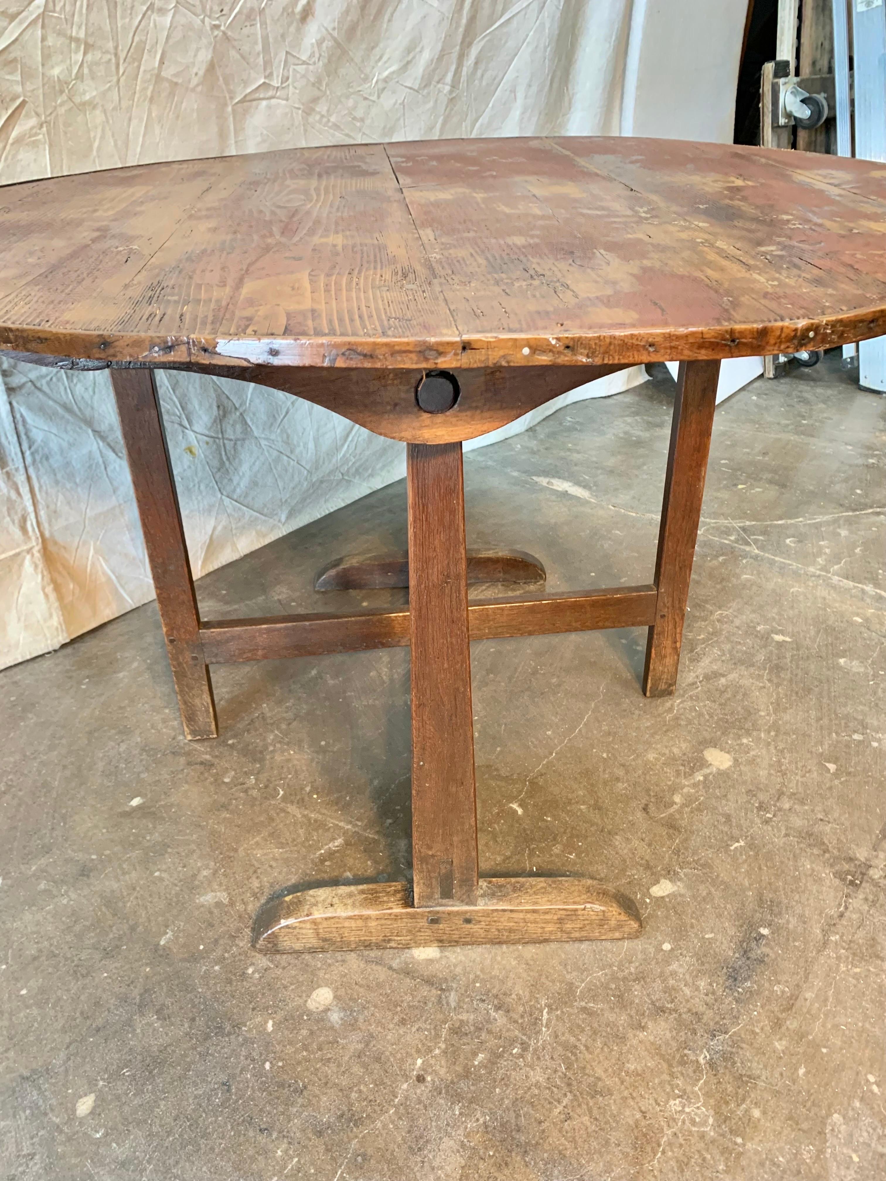 19th Century French Mixed Wood Wine Tasting Table For Sale 4