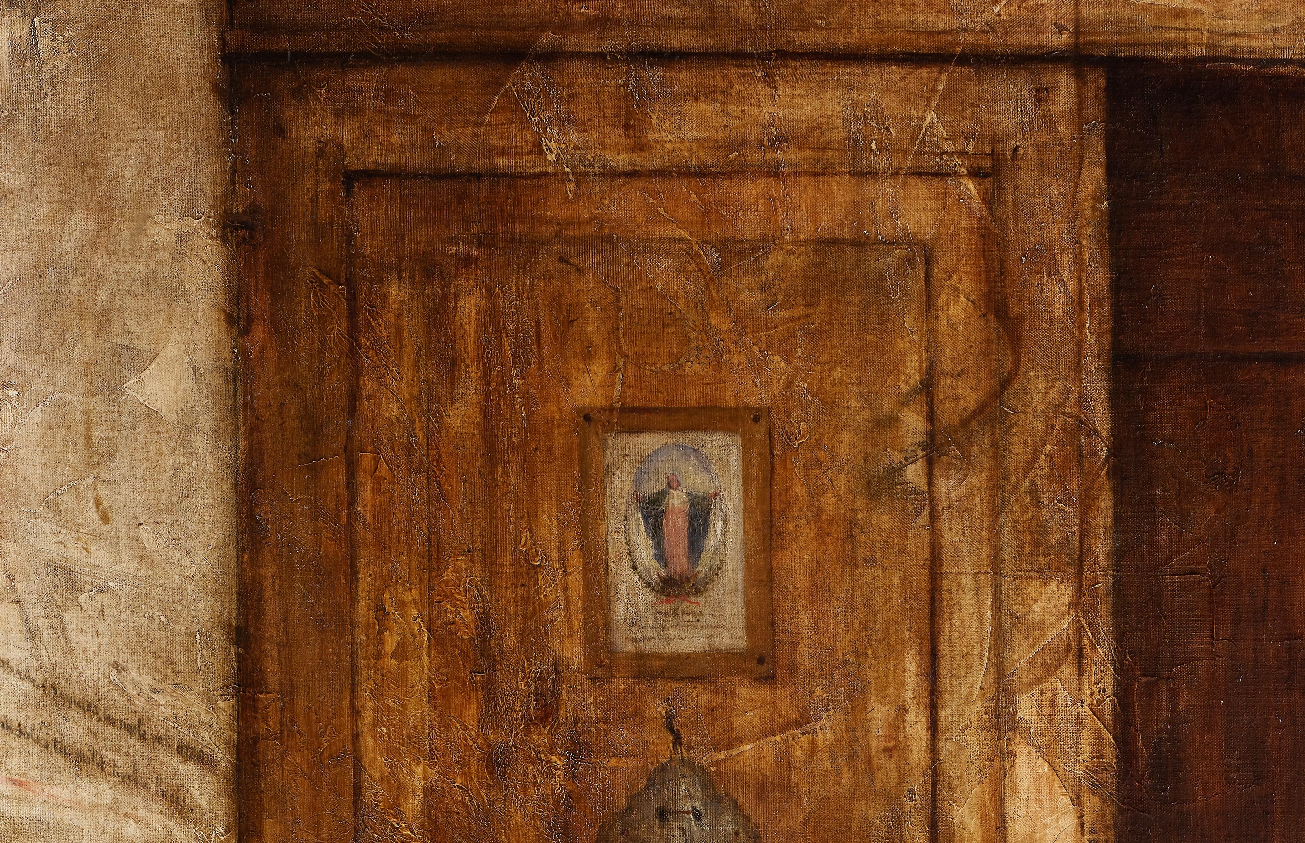 19th Century French Monk Oil Painting in Gilt Frame Signed J. Bastet, 1894 8