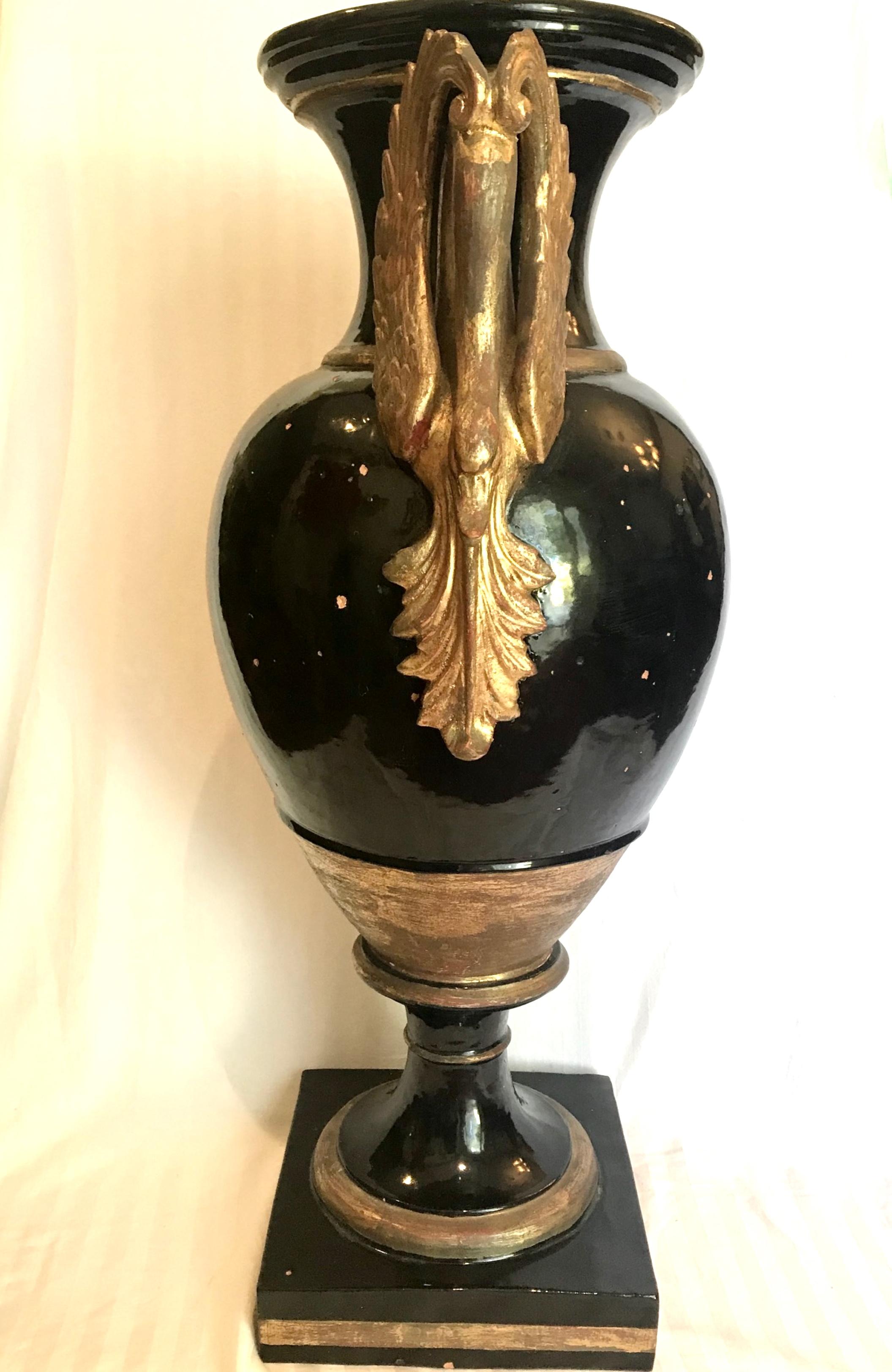 19th Century French Monumental Terracotta Cobalt Blue Glazed Vase-Urn For Sale 4