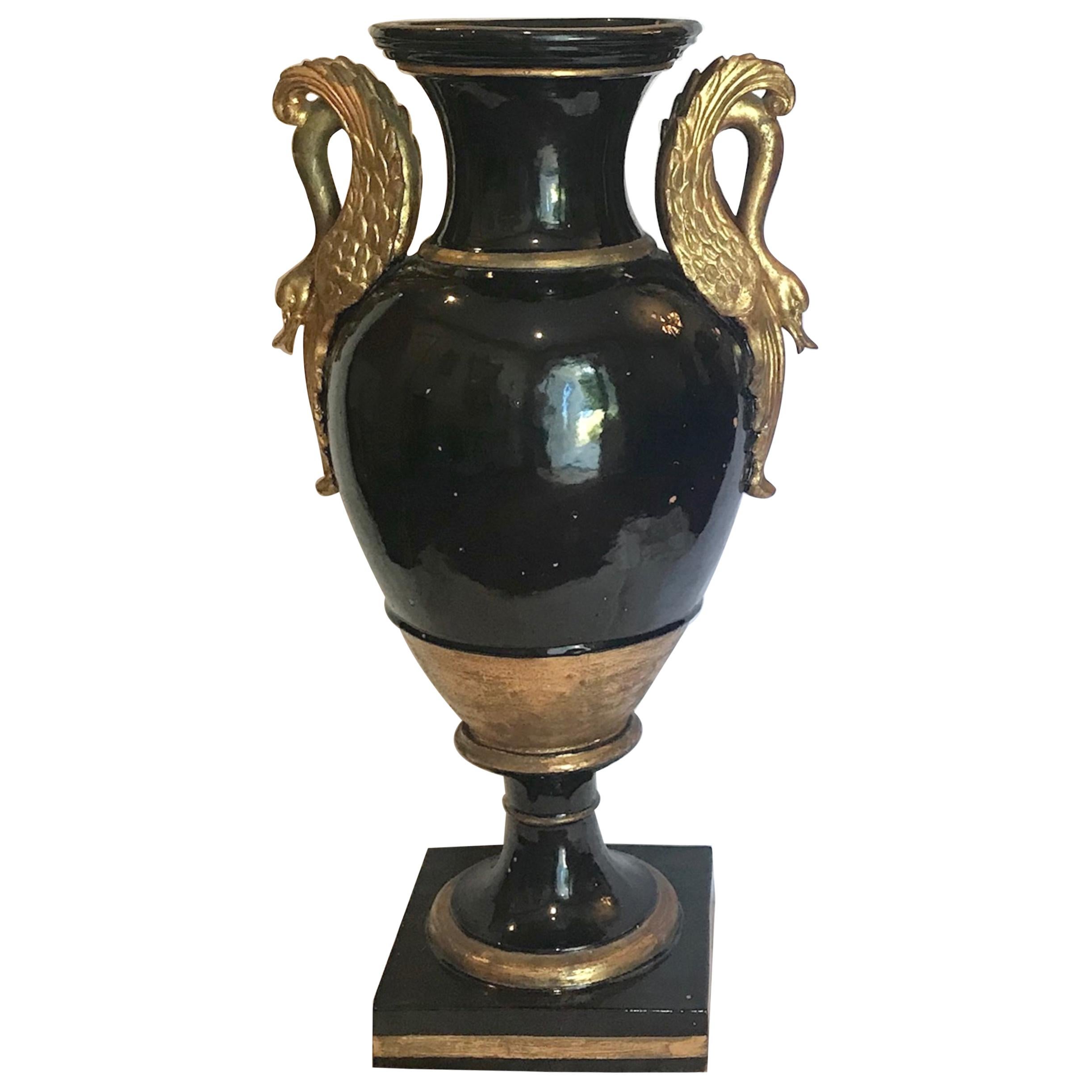 19th Century French Monumental Terracotta Cobalt Blue Glazed Vase-Urn For Sale