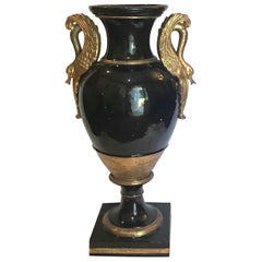 Antique 19th Century French Monumental Terracotta Cobalt Blue Glazed Vase-Urn