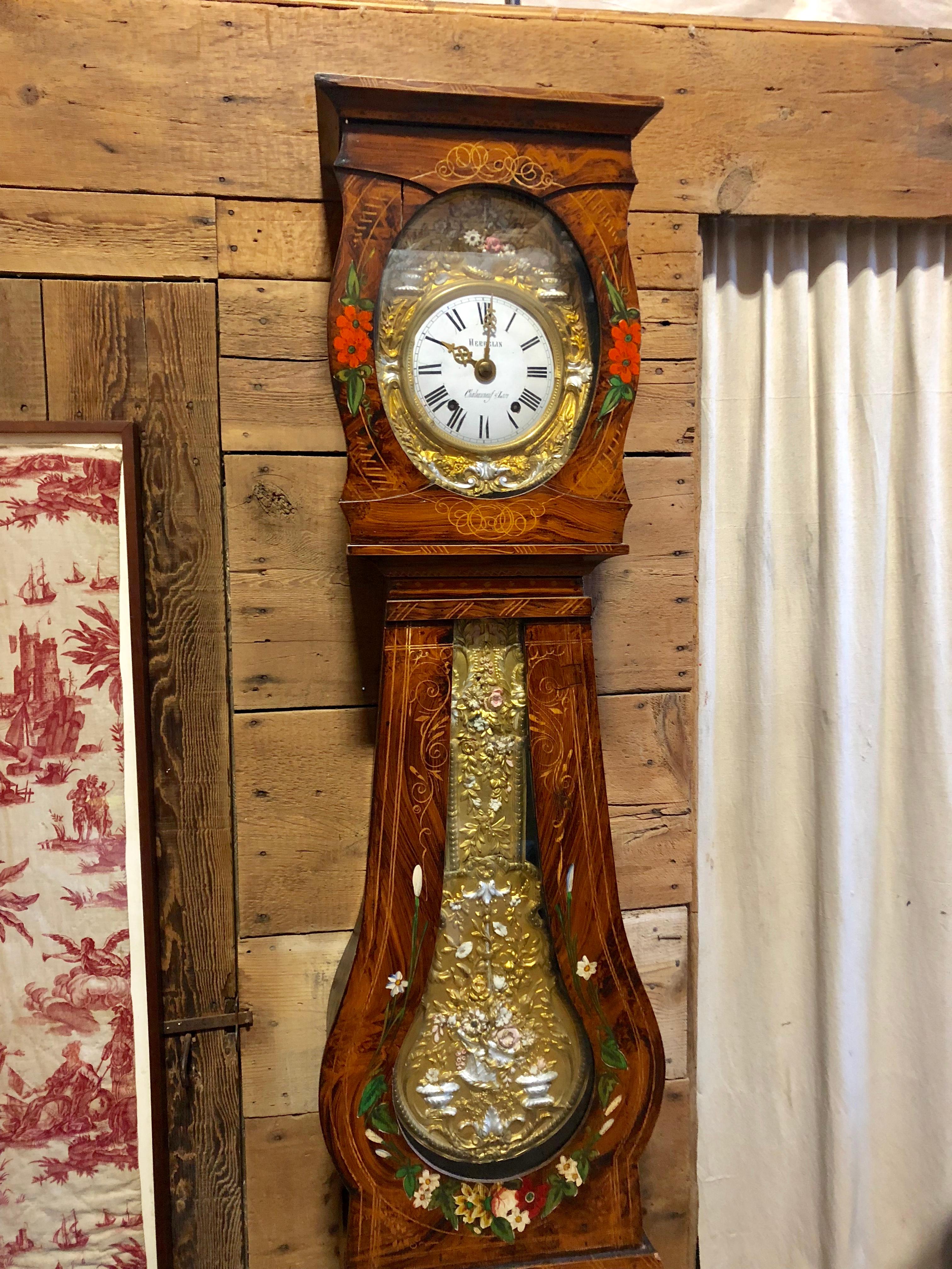 19th Century French Morbier Tall Case Clock 1