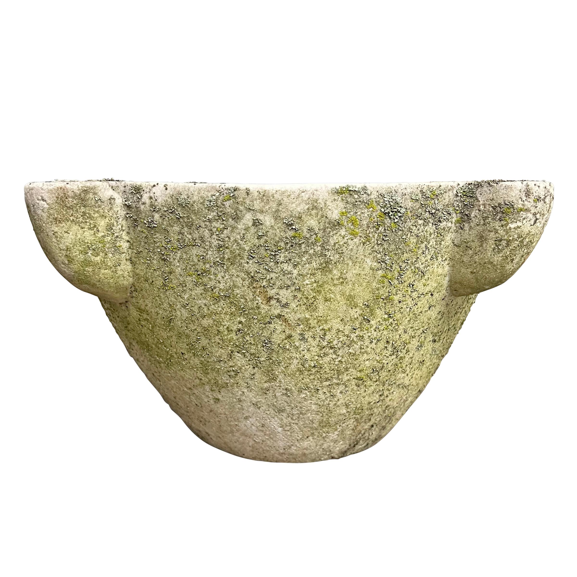 Country 19th Century French Moss and Lichen Covered Marble Mortar For Sale