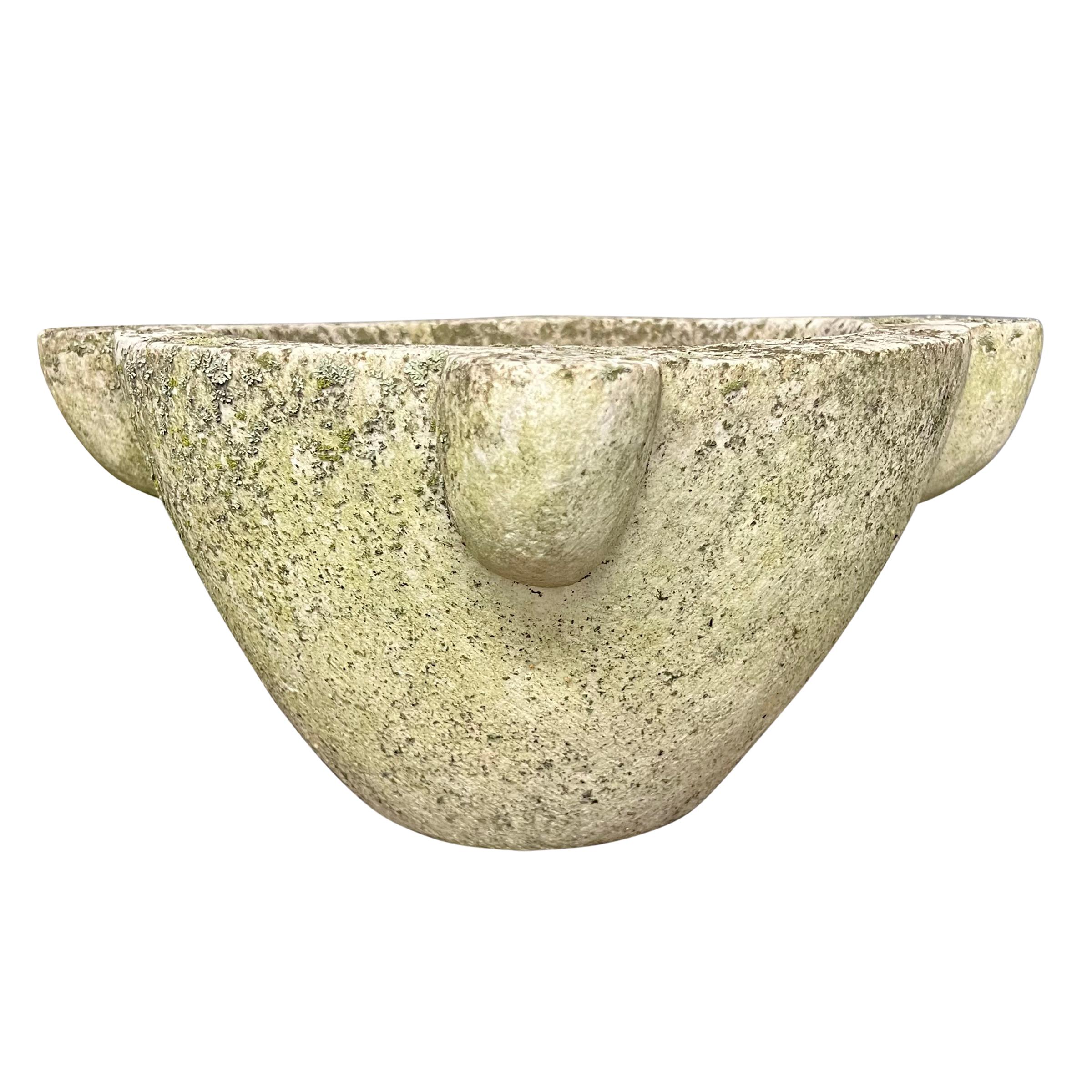 19th Century French Moss and Lichen Covered Marble Mortar 1