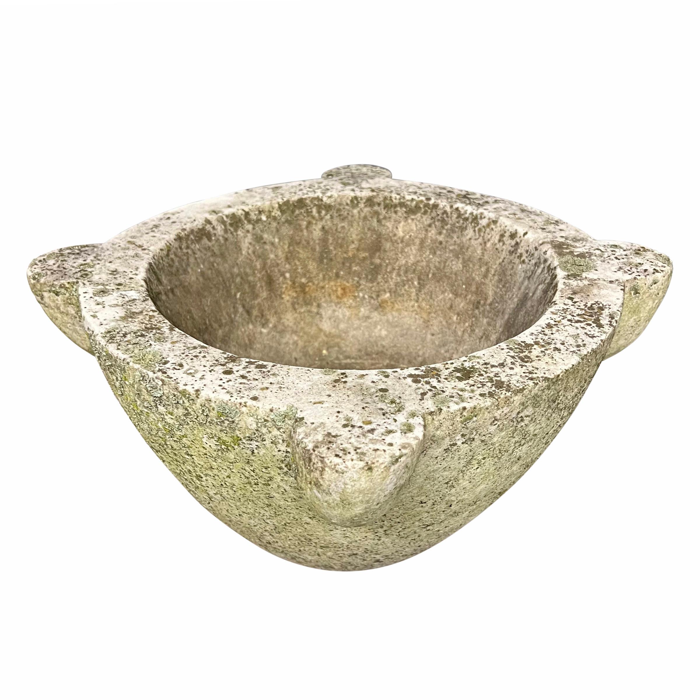 19th Century French Moss and Lichen Covered Marble Mortar For Sale 2