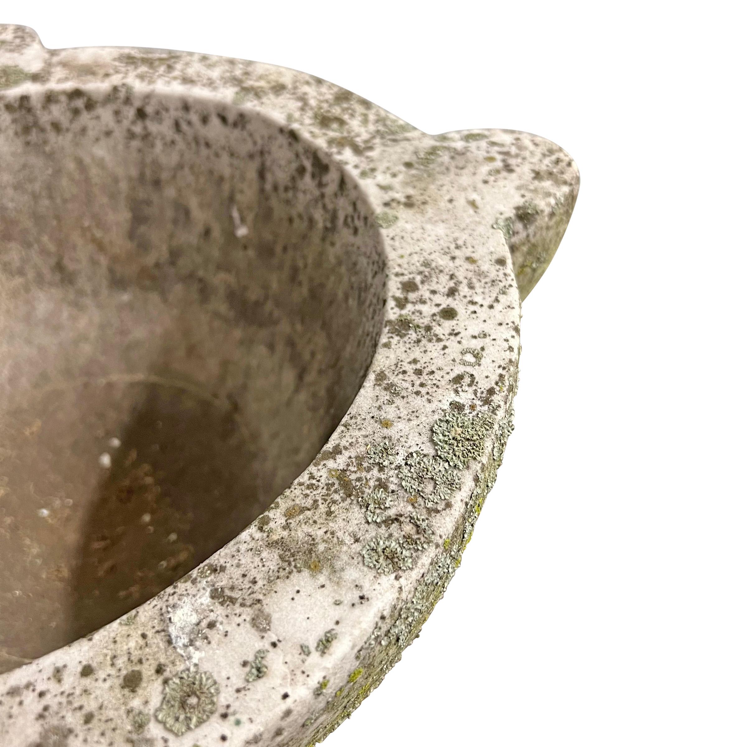 19th Century French Moss and Lichen Covered Marble Mortar For Sale 5
