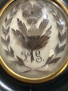 19th Century French Mourning Hair Art Framed circa 1800's Floral Oval