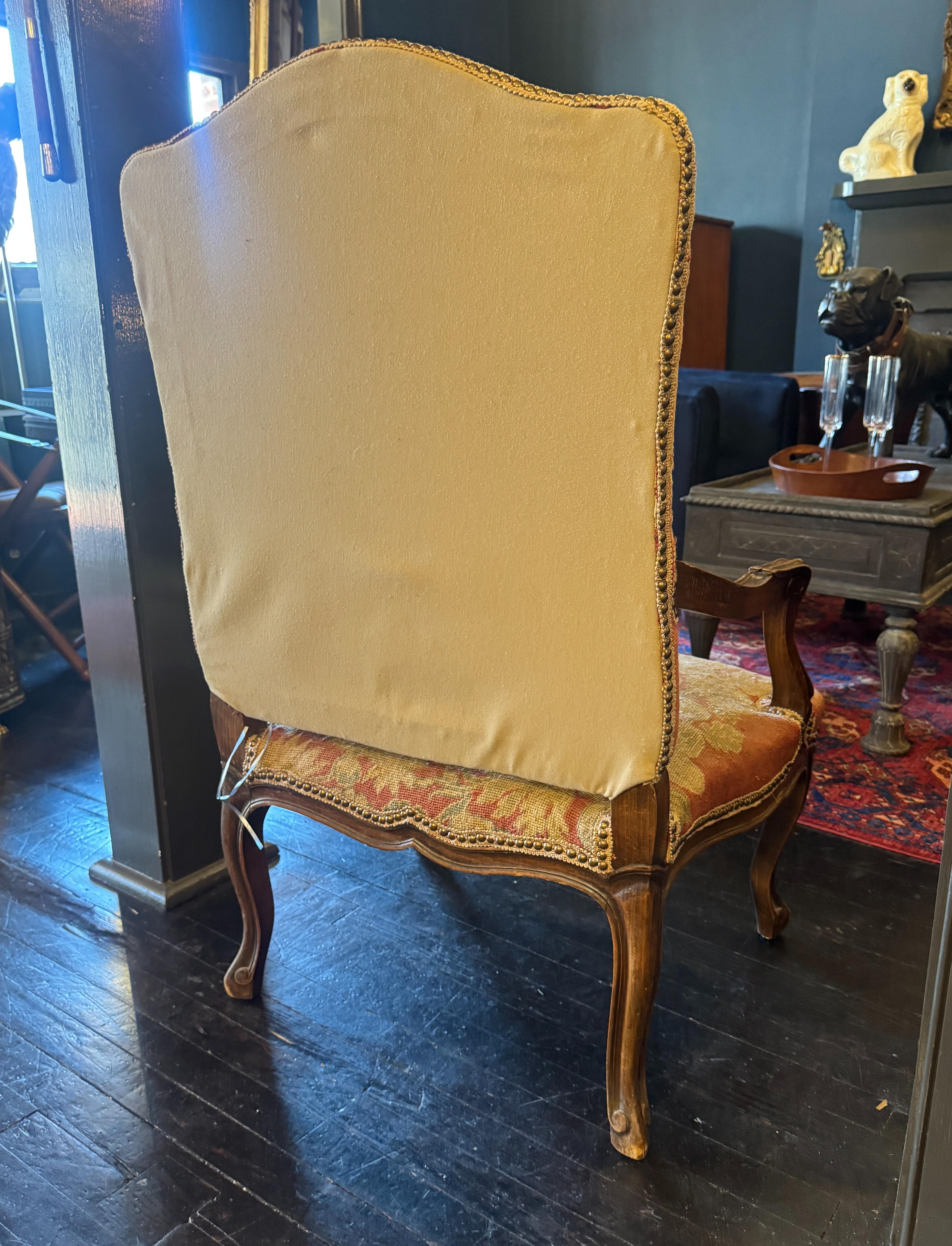 19th Century French Mouton Oak Chair with Needlepoint Upholstery For Sale 3