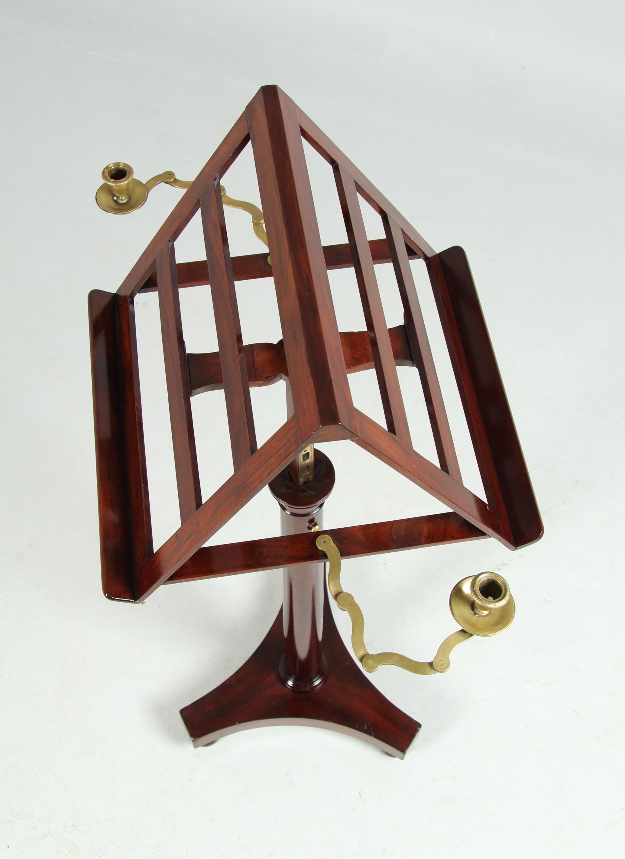 Mahogany 19th Century French Music Stand with Candle Holders For Sale