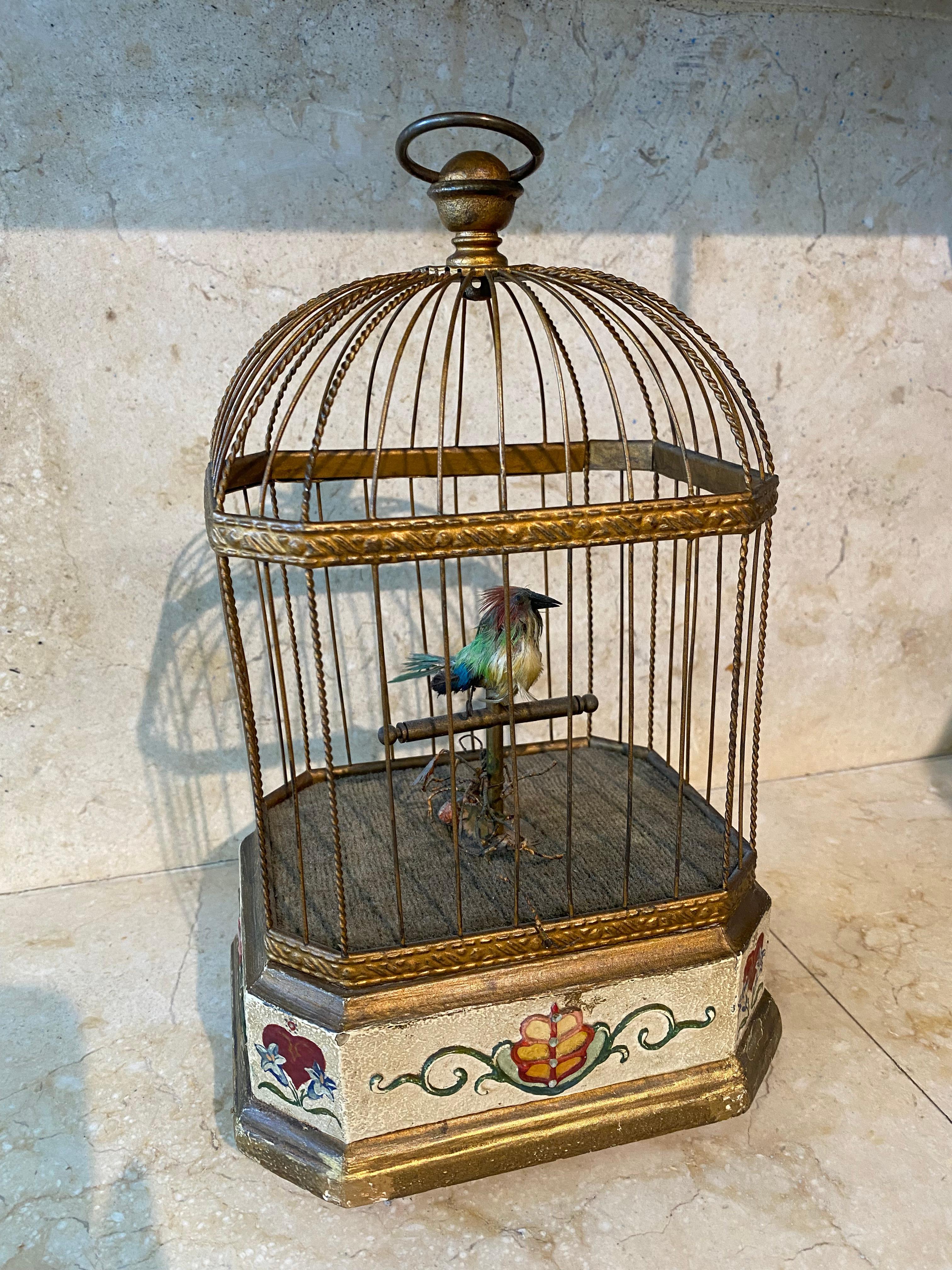 19th Century French Musical & Animated Rectangle Birdcage In Good Condition For Sale In Sarasota, FL