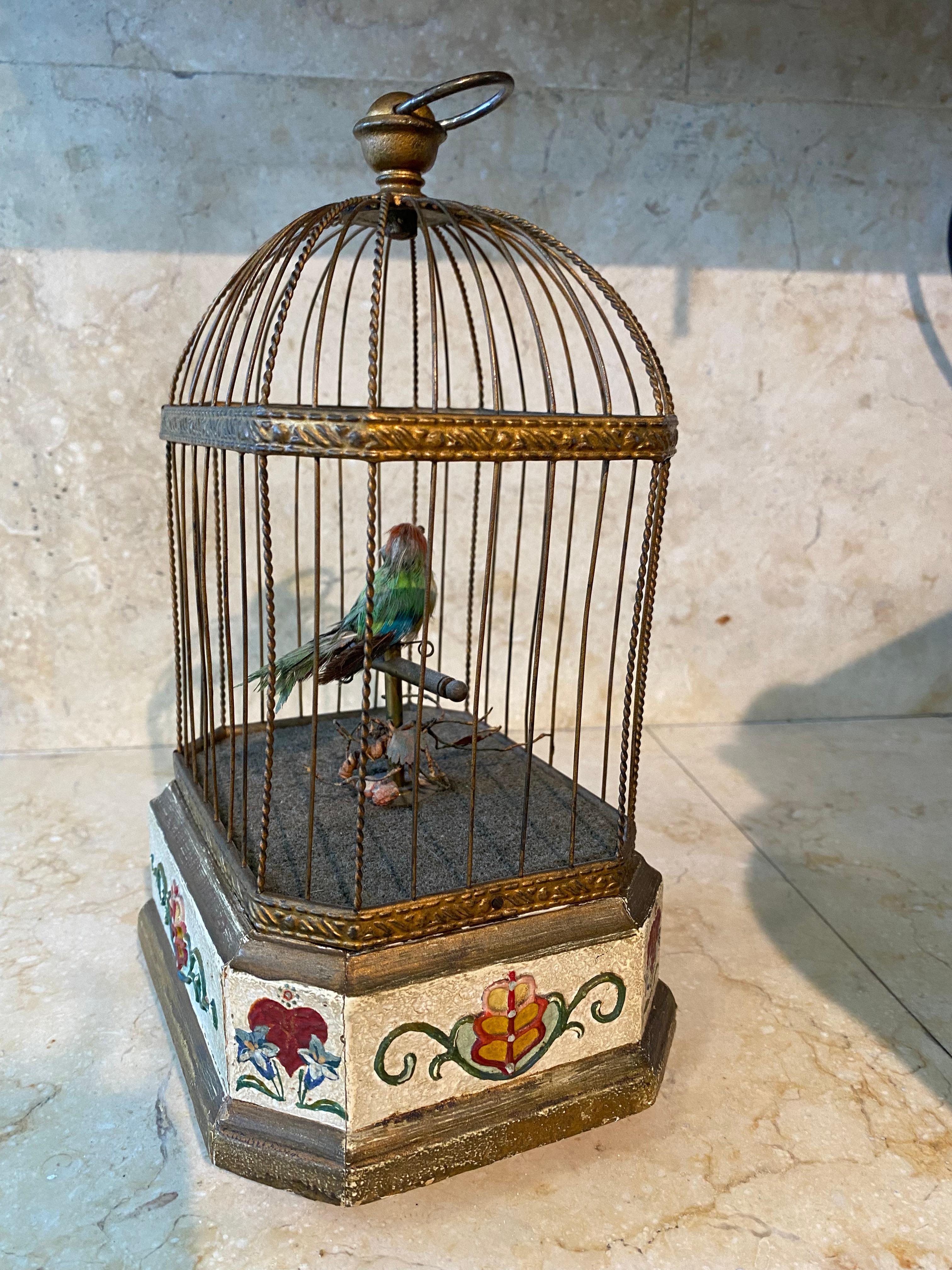 19th Century French Musical & Animated Rectangle Birdcage For Sale 1