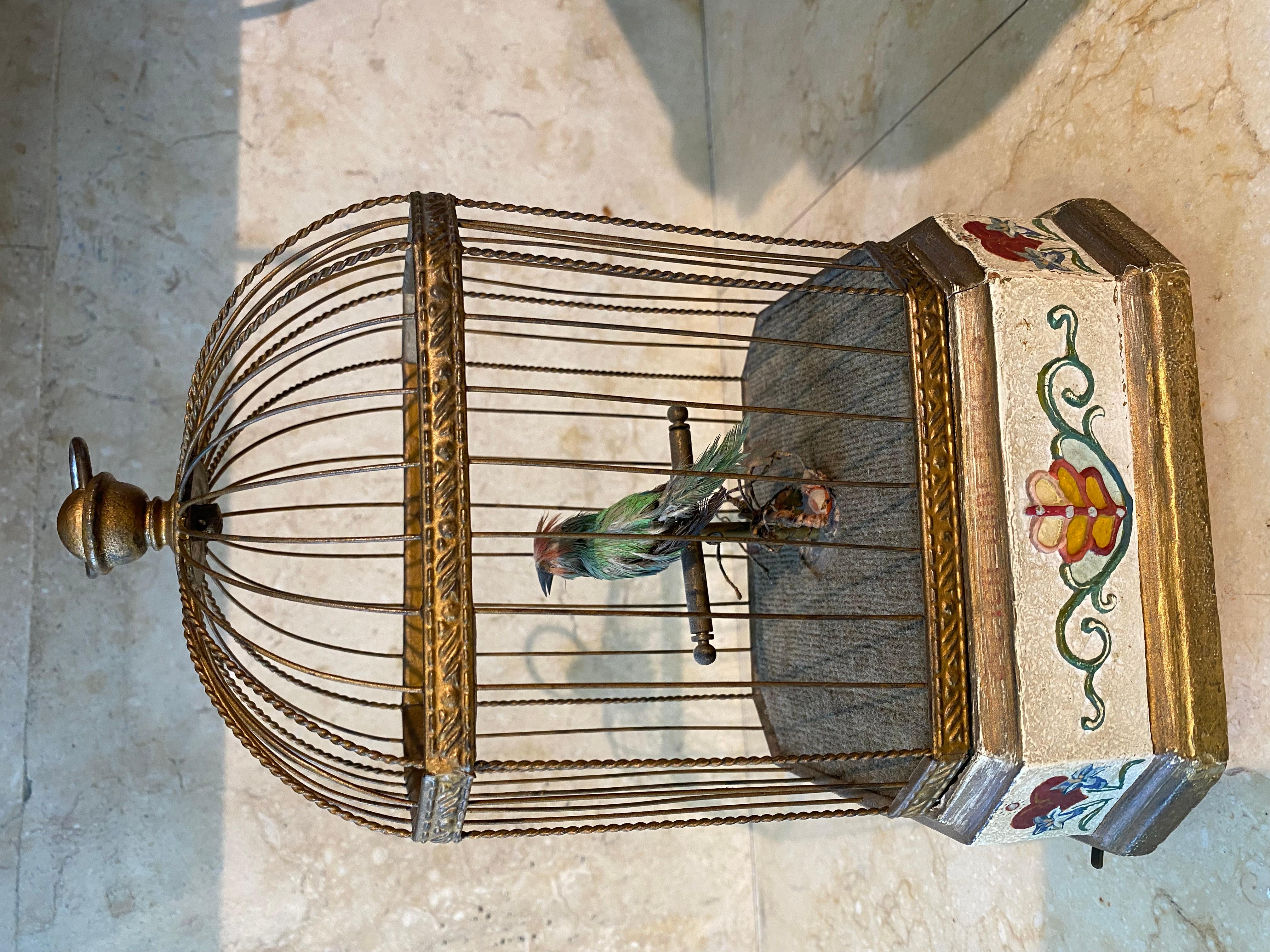 19th Century French Musical & Animated Rectangle Birdcage For Sale 2