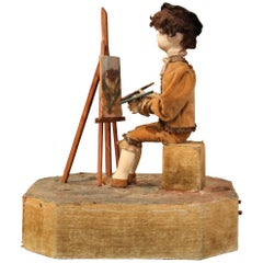 19th Century French Musical Automataton Composition with Painter Figure