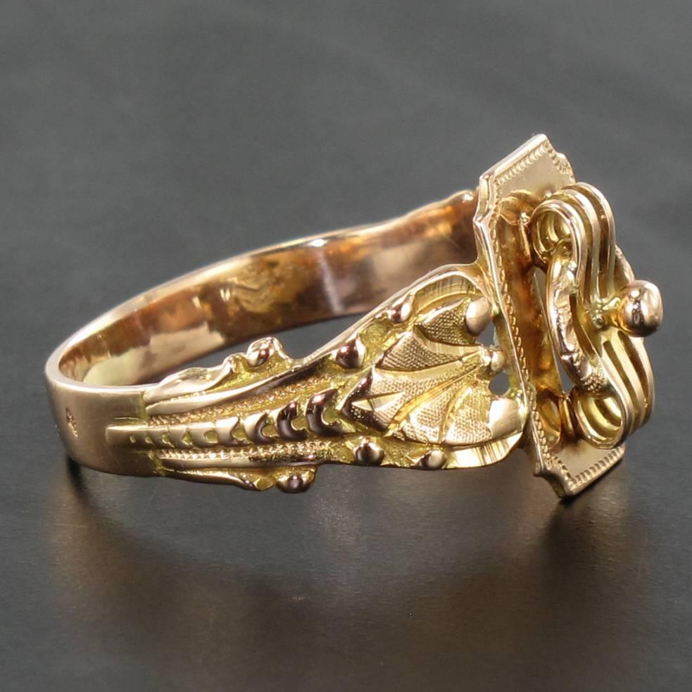 Women's 19th Century French Napoleon III 18 Karat Rose Gold Promise Engagement Ring