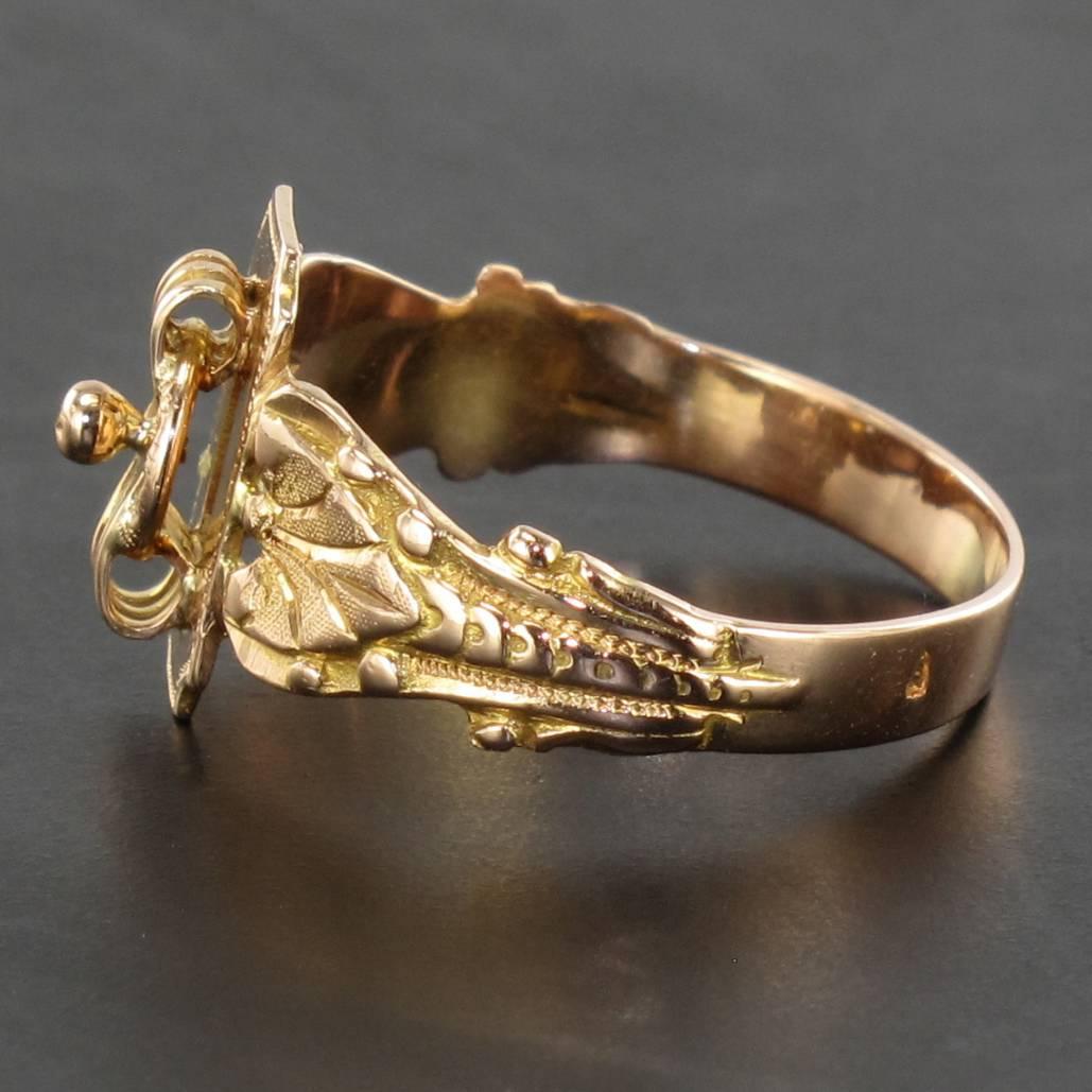 19th Century French Napoleon III 18 Karat Rose Gold Promise Engagement Ring 2