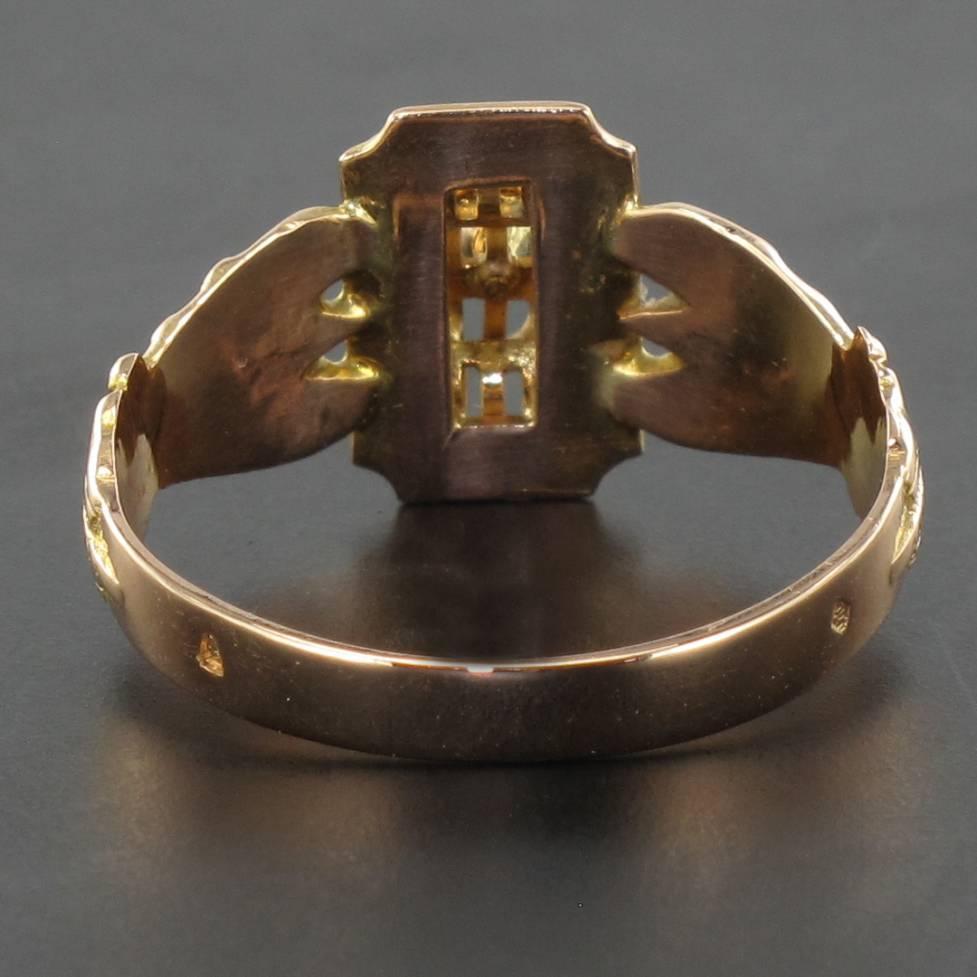 19th Century French Napoleon III 18 Karat Rose Gold Promise Engagement Ring 3