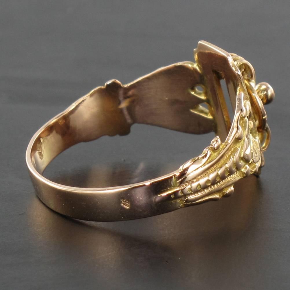 19th Century French Napoleon III 18 Karat Rose Gold Promise Engagement Ring 4