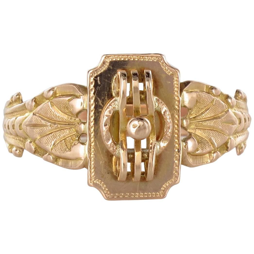 19th Century French Napoleon III 18 Karat Rose Gold Promise Engagement Ring