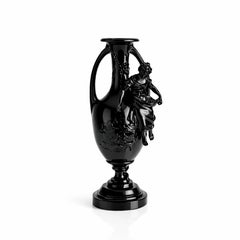19th Century French Napoleon III Amphora, Black Lacquer, Figural Female