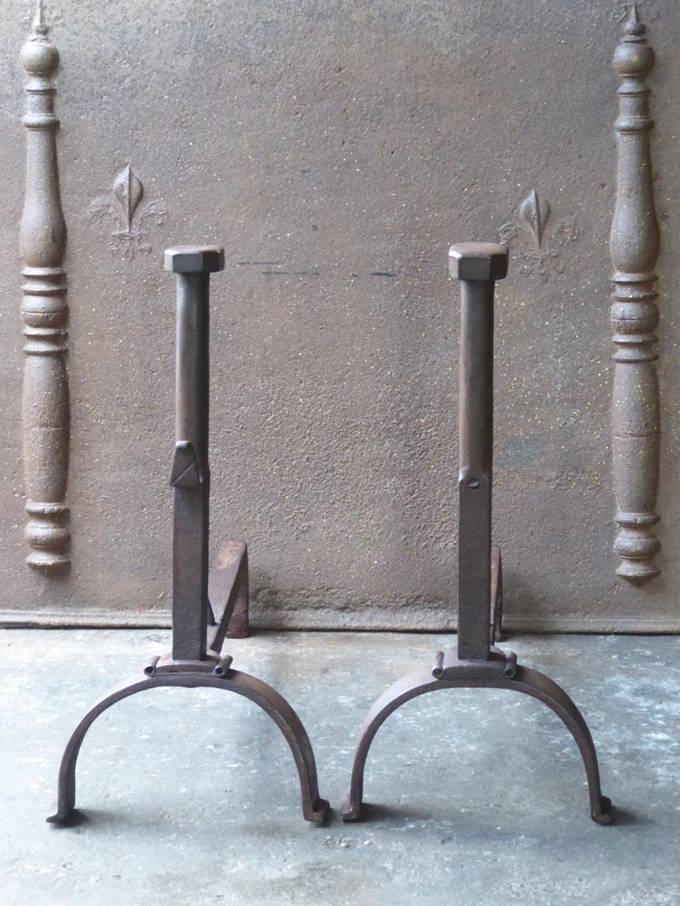 19th century French Napoleon III andirons made of wrought iron. The condition is good.







 