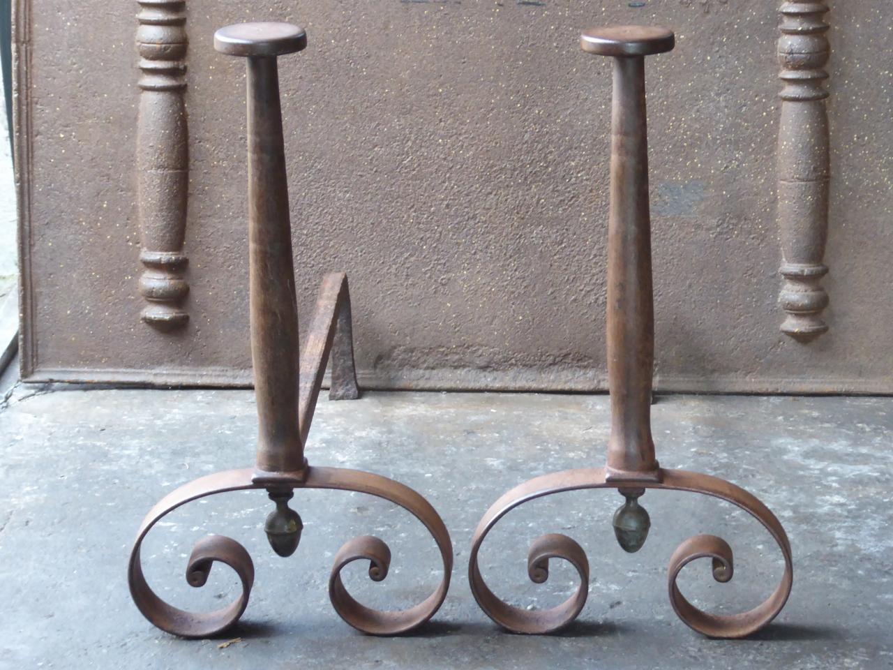 19th century French Napoleon III andirons made of wrought iron. The condition is good.







 