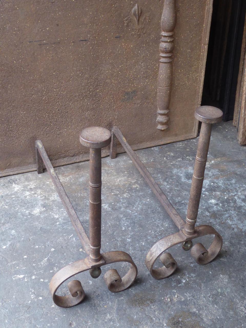 19th Century French Napoleon III Andirons or Firedogs In Good Condition For Sale In Amerongen, NL