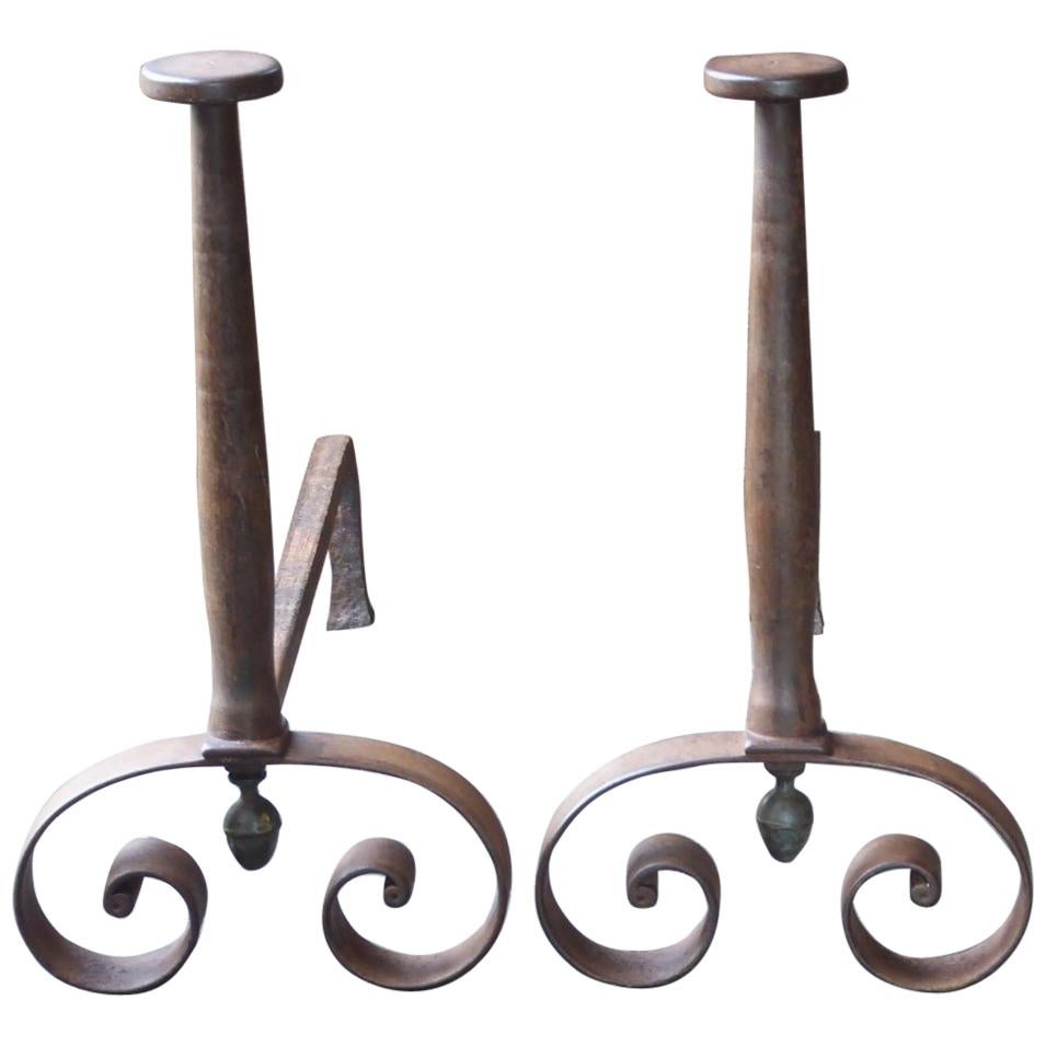 19th Century French Napoleon III Andirons or Firedogs For Sale