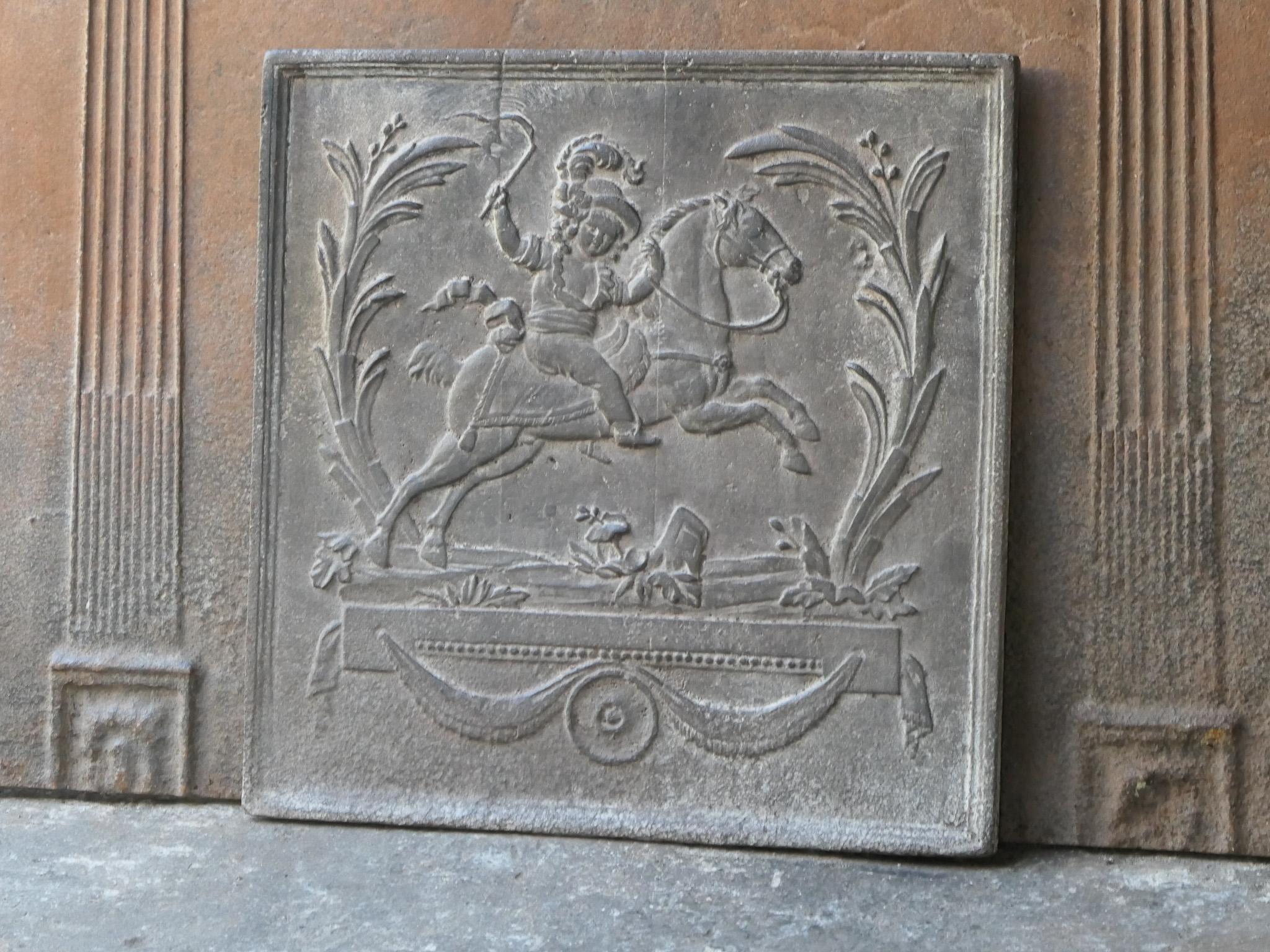Plaque de cheminée / dosseret 'Apollo avec cheval' français du 19ème siècle Napoléon III Bon état - En vente à Amerongen, NL