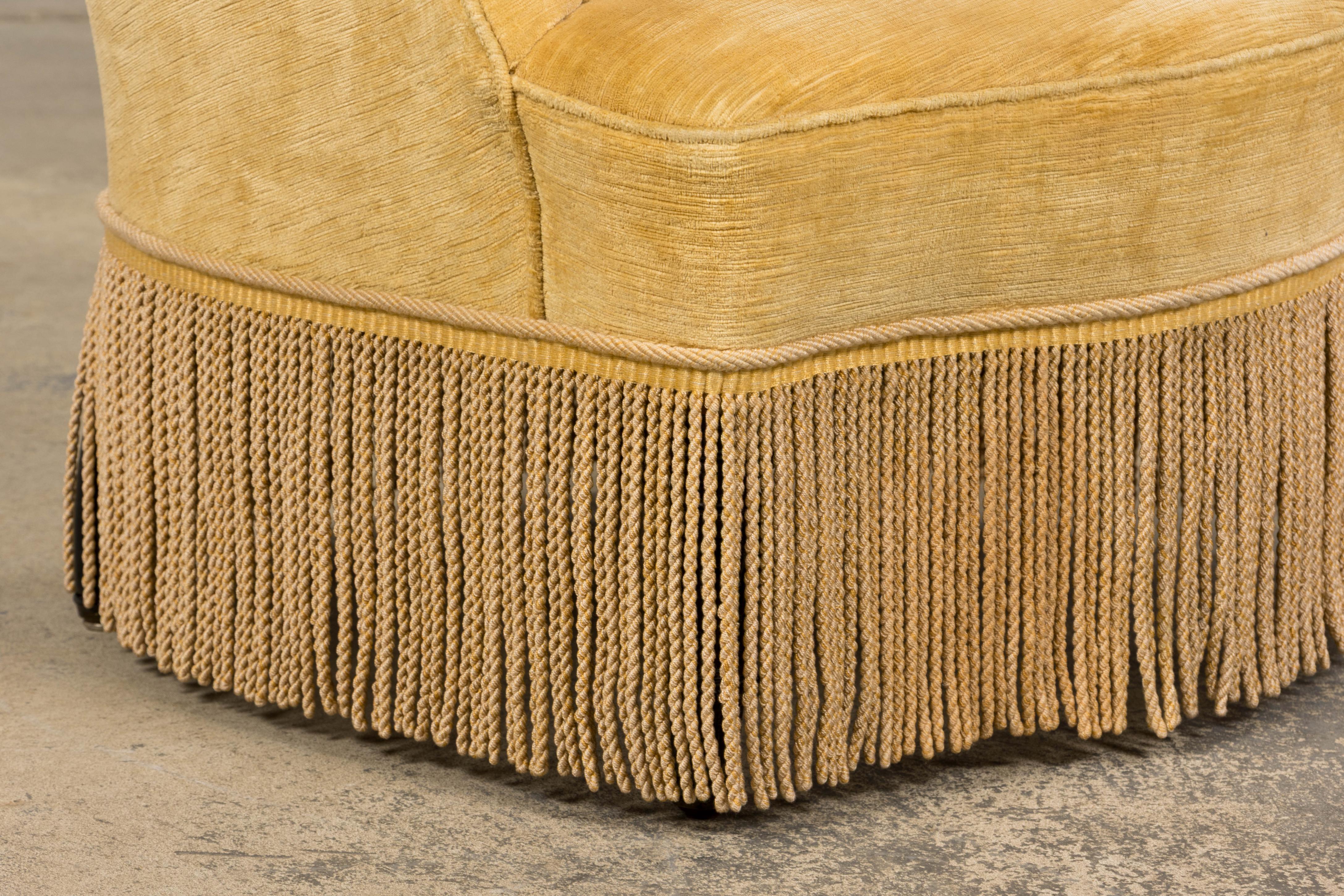 Fauteuils Napoléon III français du XIXe siècle avec velours ocre crème - une paire en vente 5