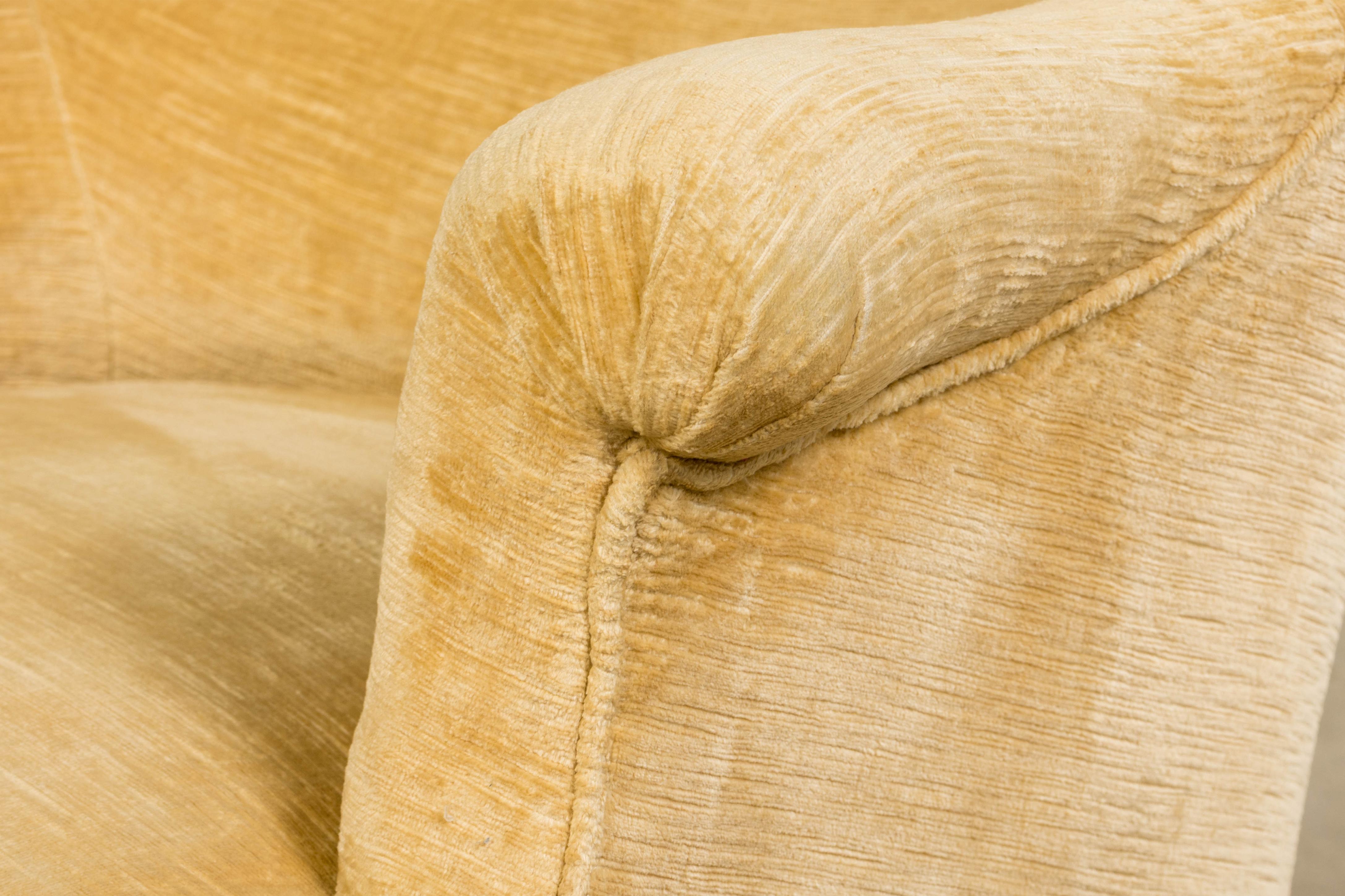 Fauteuils Napoléon III français du XIXe siècle avec velours ocre crème - une paire en vente 12